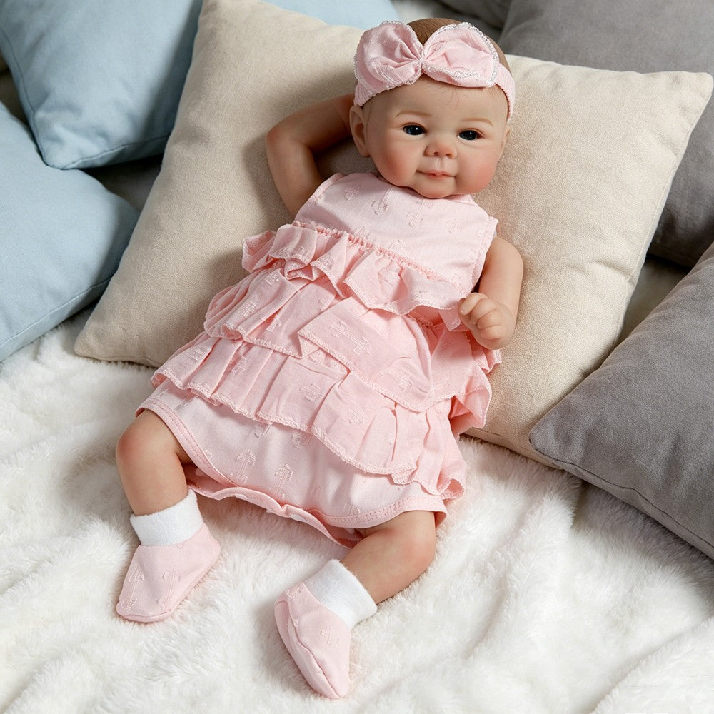 18" Reborn Baby Dolls Vinyl Silicone Handmade Realistic Newborn Girl Doll Gift