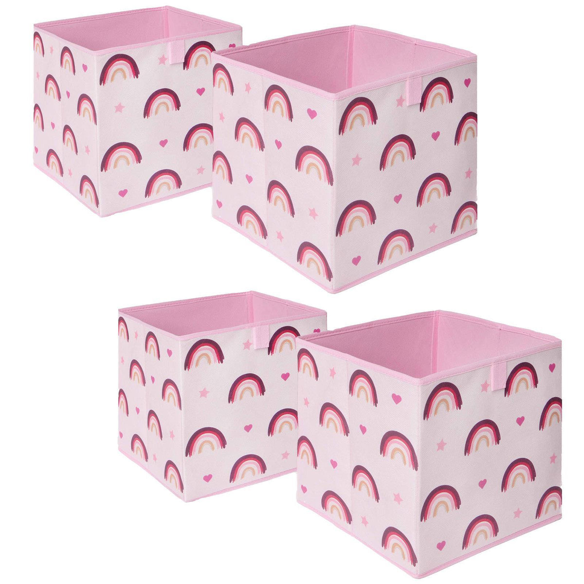 OHS Multi Pack Rainbow Print Folding Set Square Easy Space Storage Boxes Cube