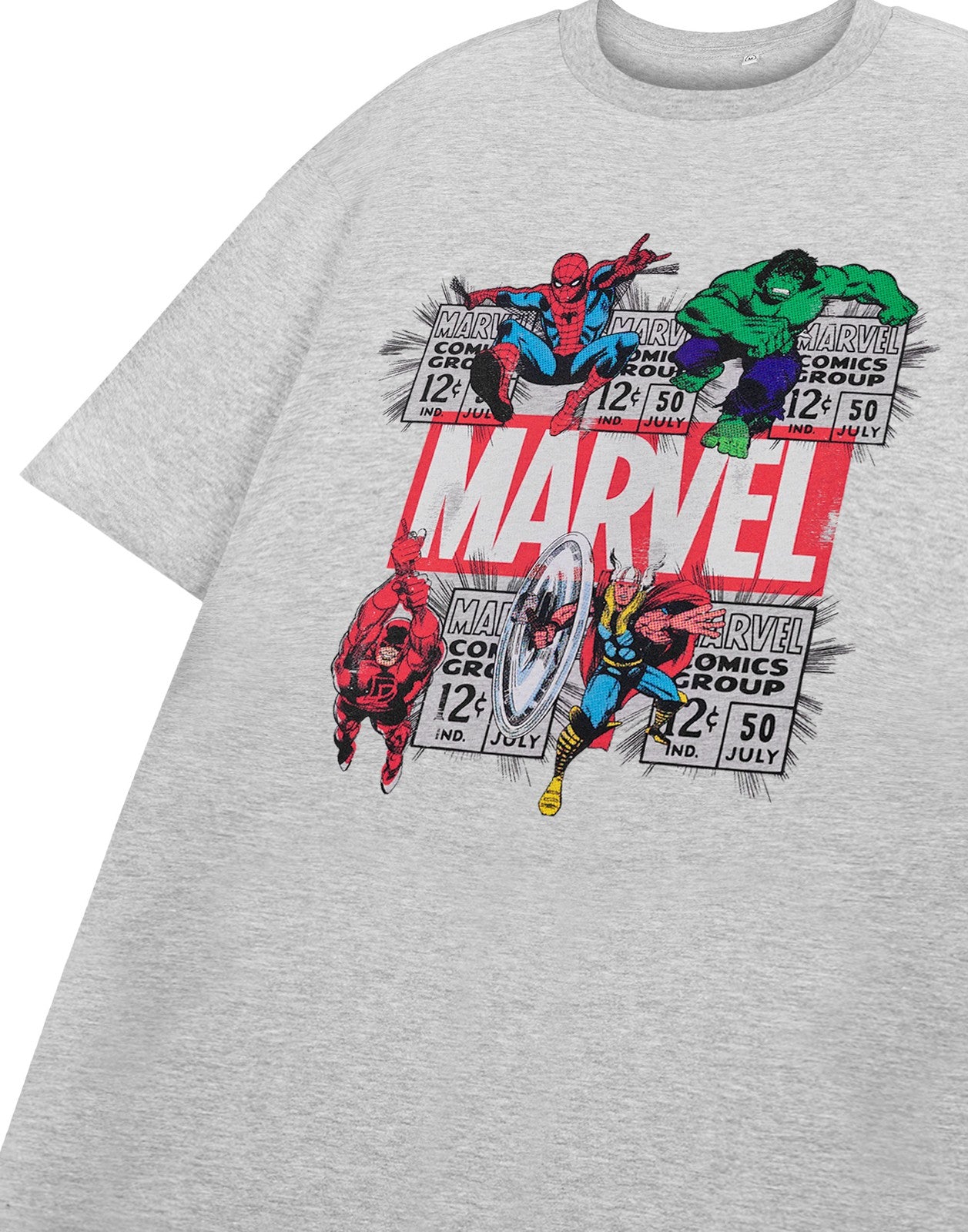 Marvel Short Sleeved T-Shirt | Mens Grey Marl | Official Merch