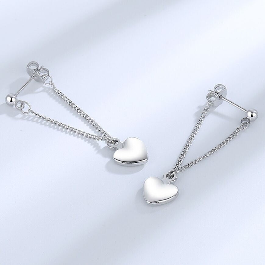 Women Girls 925 Sterling Silver Heart Dangle Drop Stud Earrings Jewellery Gift