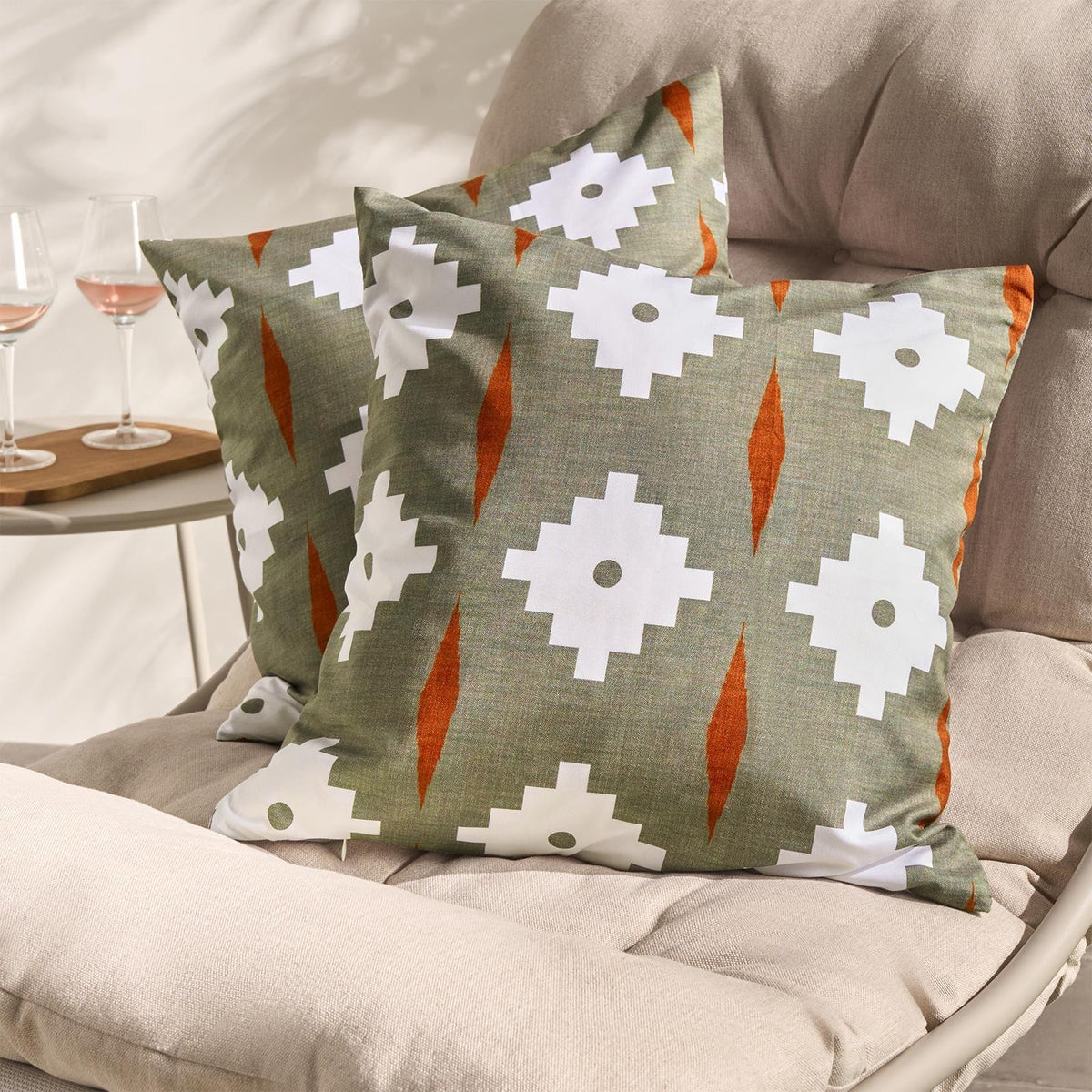 OHS Print Outdoor Cushion Covers Garden Water Resistant Filled Inserts Seat Set