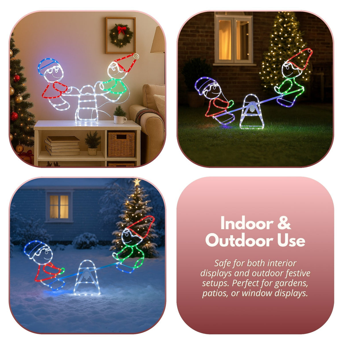 Christmas LED Rope Light Decoration See Saw Multicoloured Indoor Outdoor Xmas