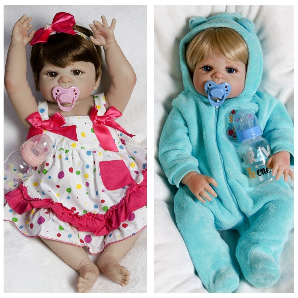 22'' Realistic Twins Reborn Baby Dolls Full Body Vinyl Silicone Boy Girl Gift UK