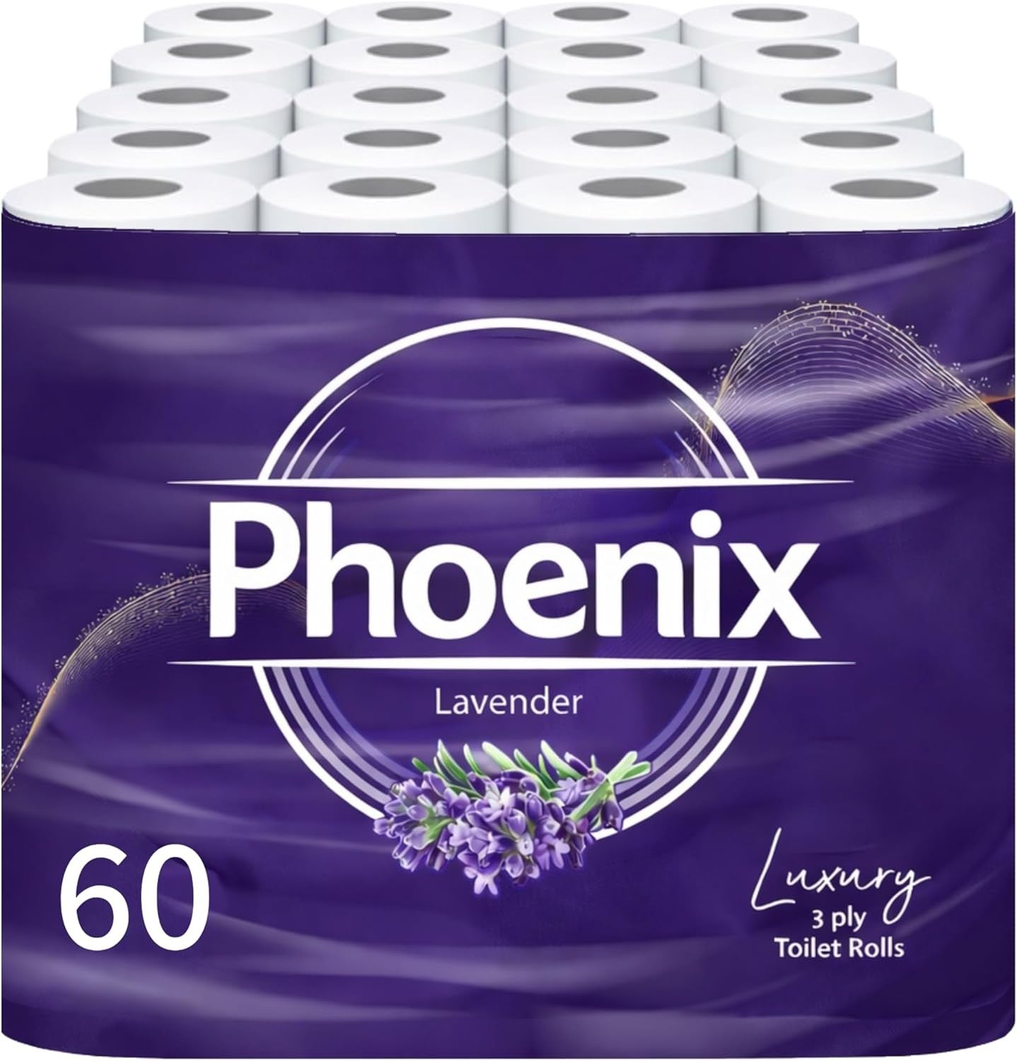 Phoenix Toilet Rolls – 60 Pack | 3 Ply Lavender Scented Toilet Paper | Bulk Buy,