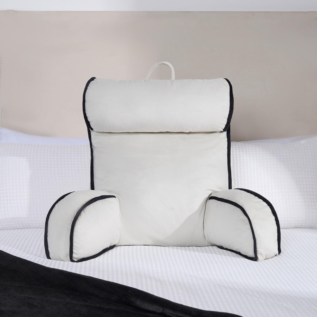 OHS Piped Edge Reading Pillow with Head Rest Super Soft Back Support Bed Sofa
