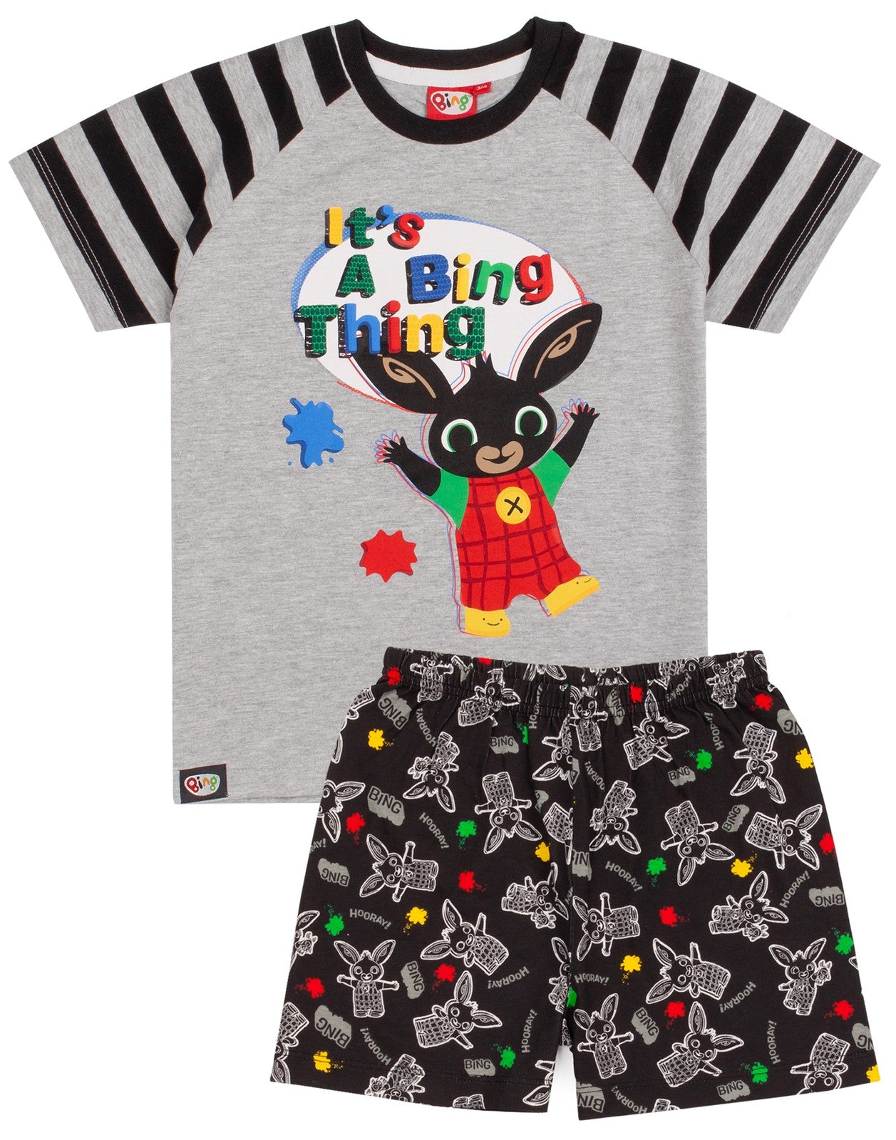 Bing Bunny Short Sleeve Short Leg Pyjama Set | Boys Grey | Official Merch