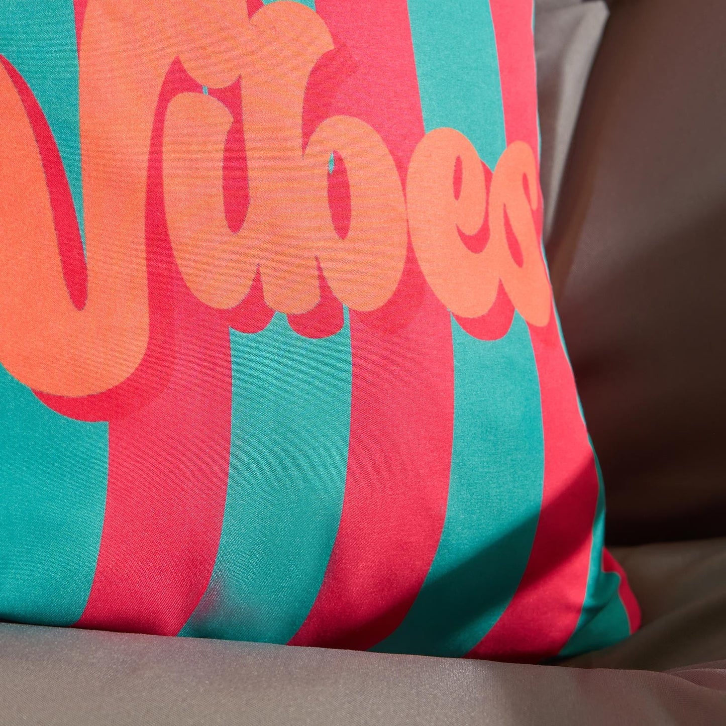 OHS Slogan Garden Cushion Covers 2 Pack Water Resistant Outdoor - Good Vibes