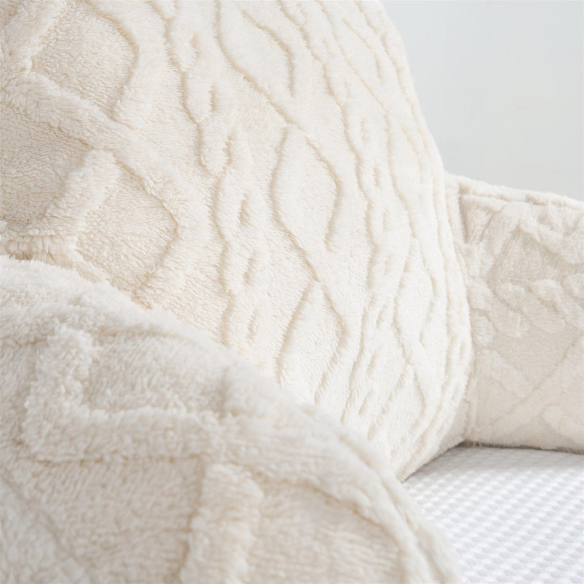 Cuddle Cushion for Adults, Reading Pillow for Bed Sofa Cable Knit - Cream