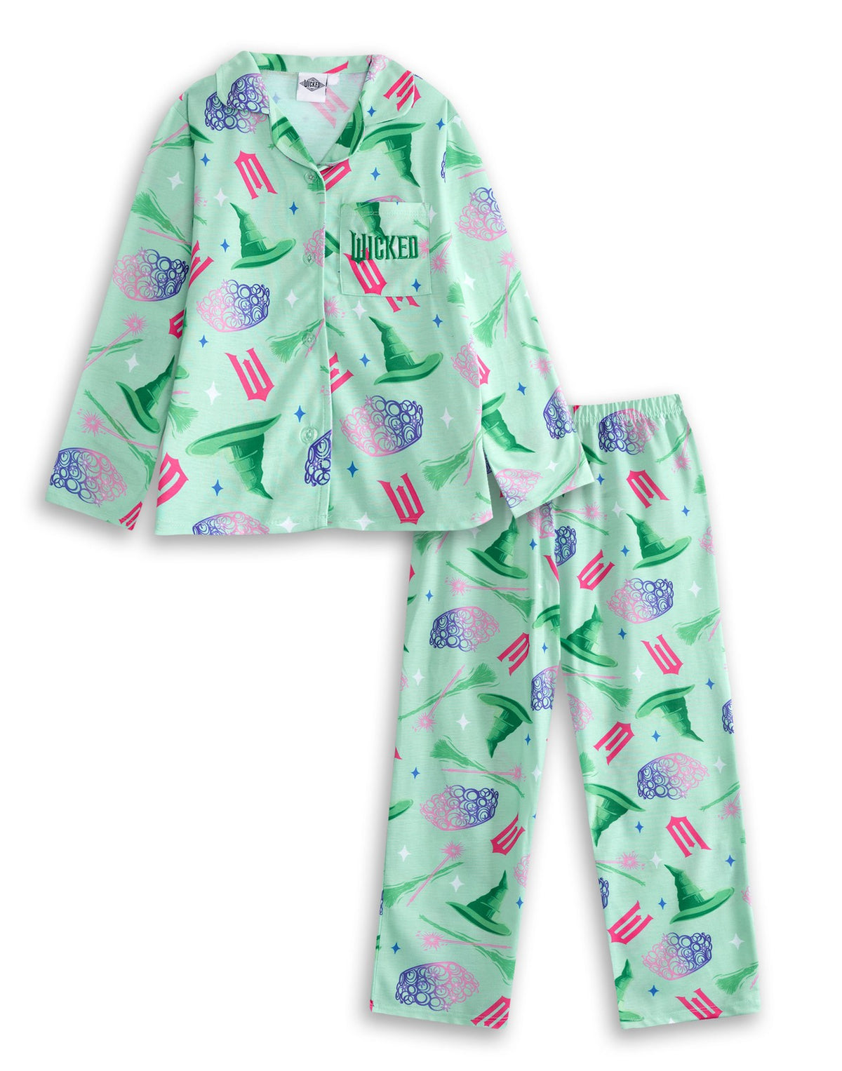 Wicked Long Sleeve Long Leg Pyjama Set | Girls Pink | Official Merch
