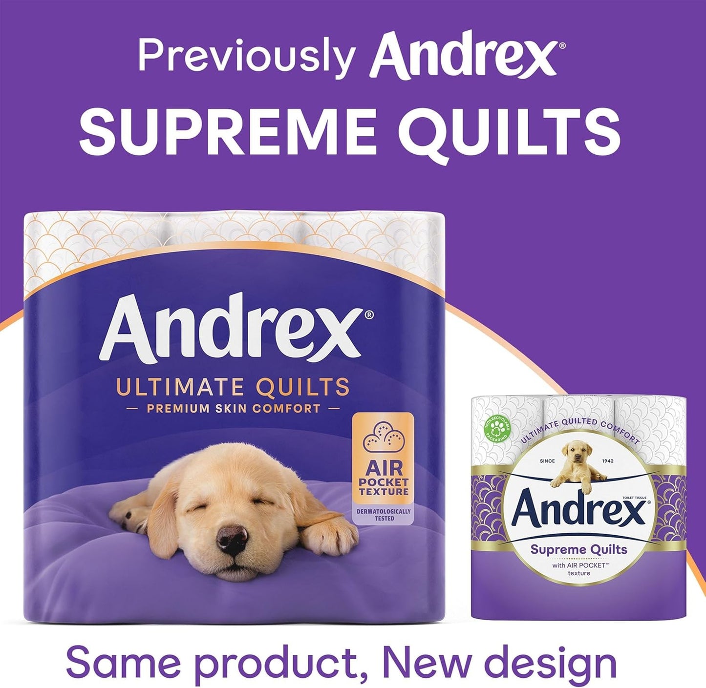 Andrex Ultimate Quilts Toilet Tissue 9 Standard Toilet Rolls, Air Pocket