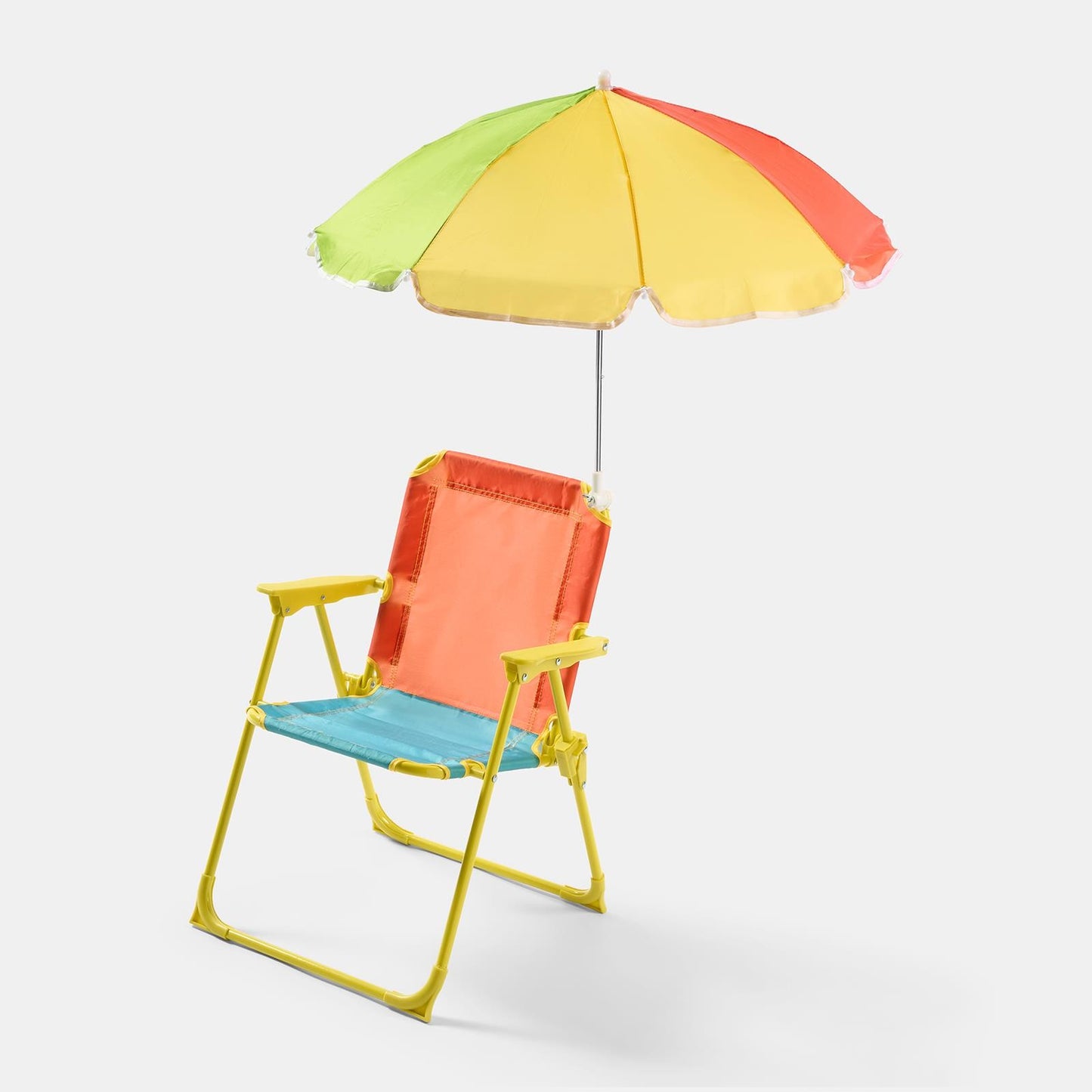 OHS Kids Camping Chair Parasol Set Colour Block Outdoor Garden Folding Seat