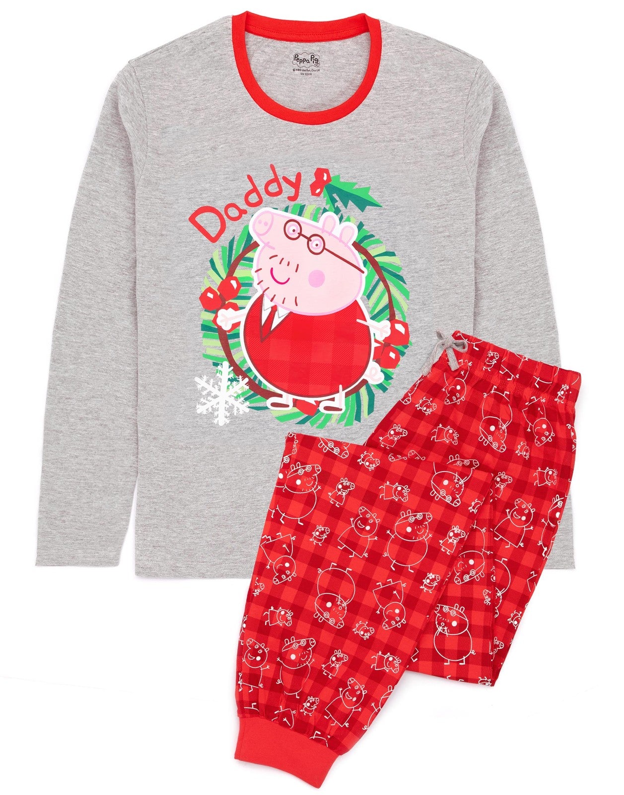 Peppa Pig Long Sleeve Long Leg Pyjama Set | Mens Red | Official Merch