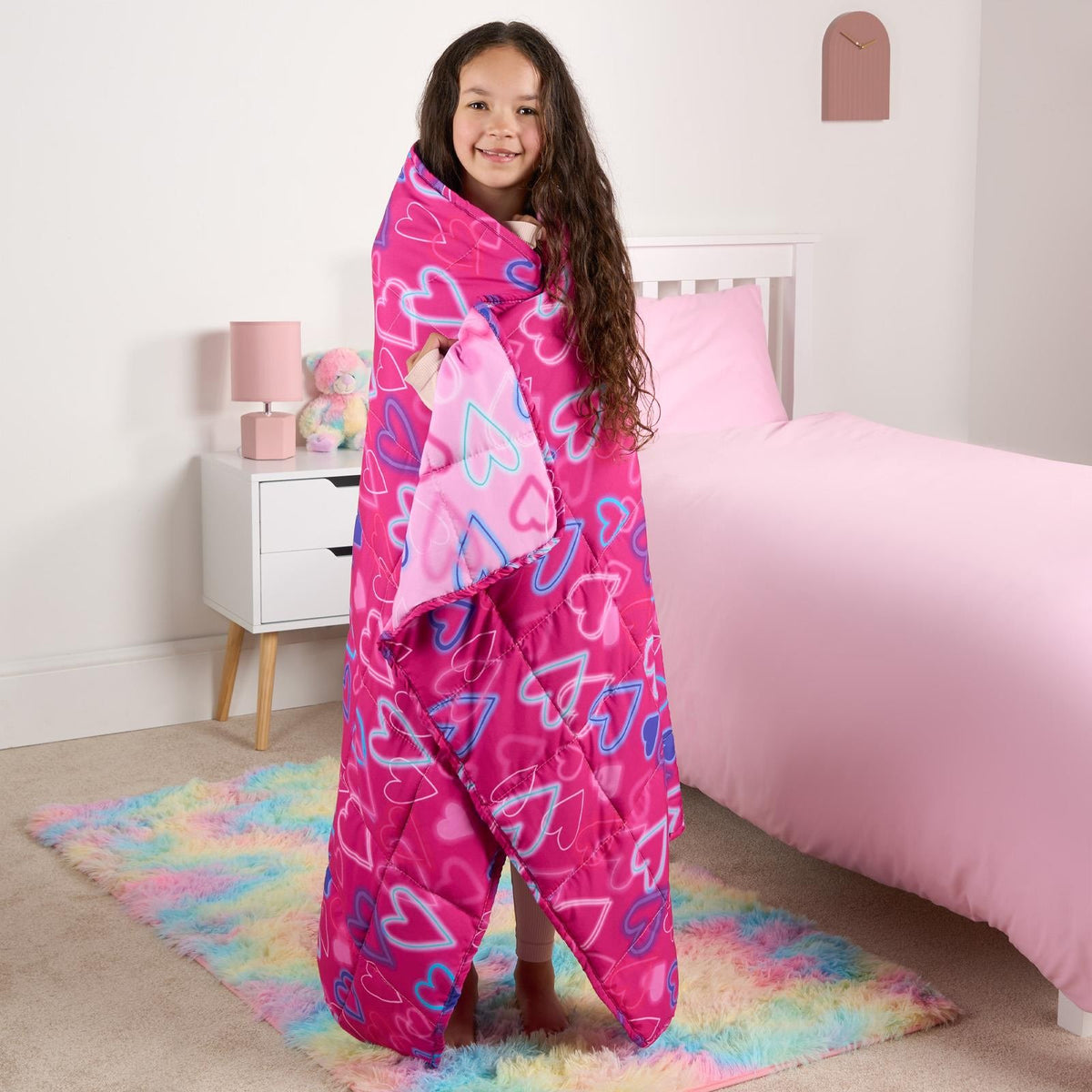 Kids Weighted Blanket Heart Sleep Anxiety Soft Sensory Heavy Sofa Bed Throw 3kg