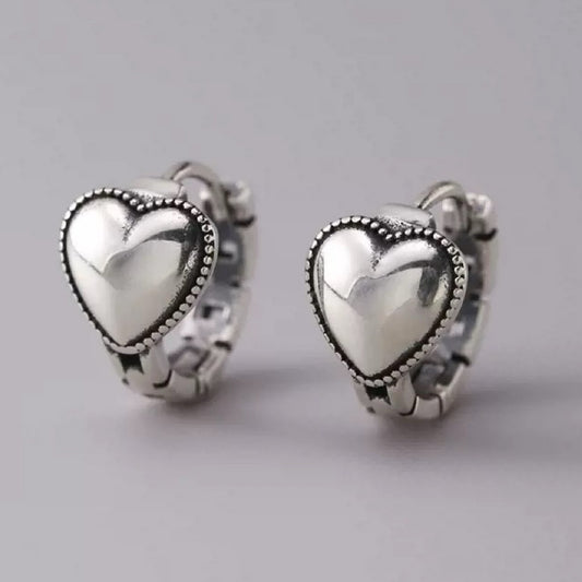 925 Sterling Silver Vintage Heart Hoop Earrings Jewellery Women Girls Gift UK