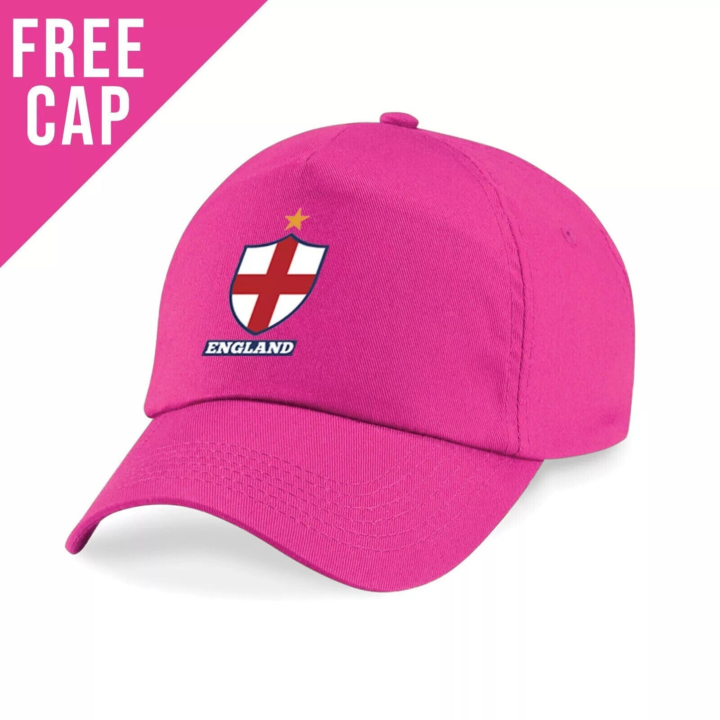 Personalised Kids Pink England Style Football Kit - Shirt Shorts Bag Socks & Cap