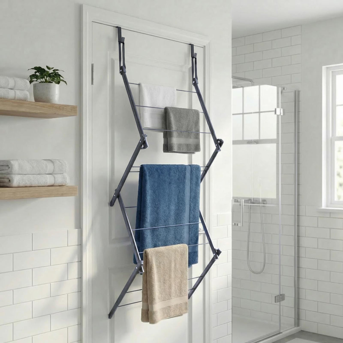 Over Door Clothes Airer Utility Caravan Towel Clothes Drying Rack Hanger Compact