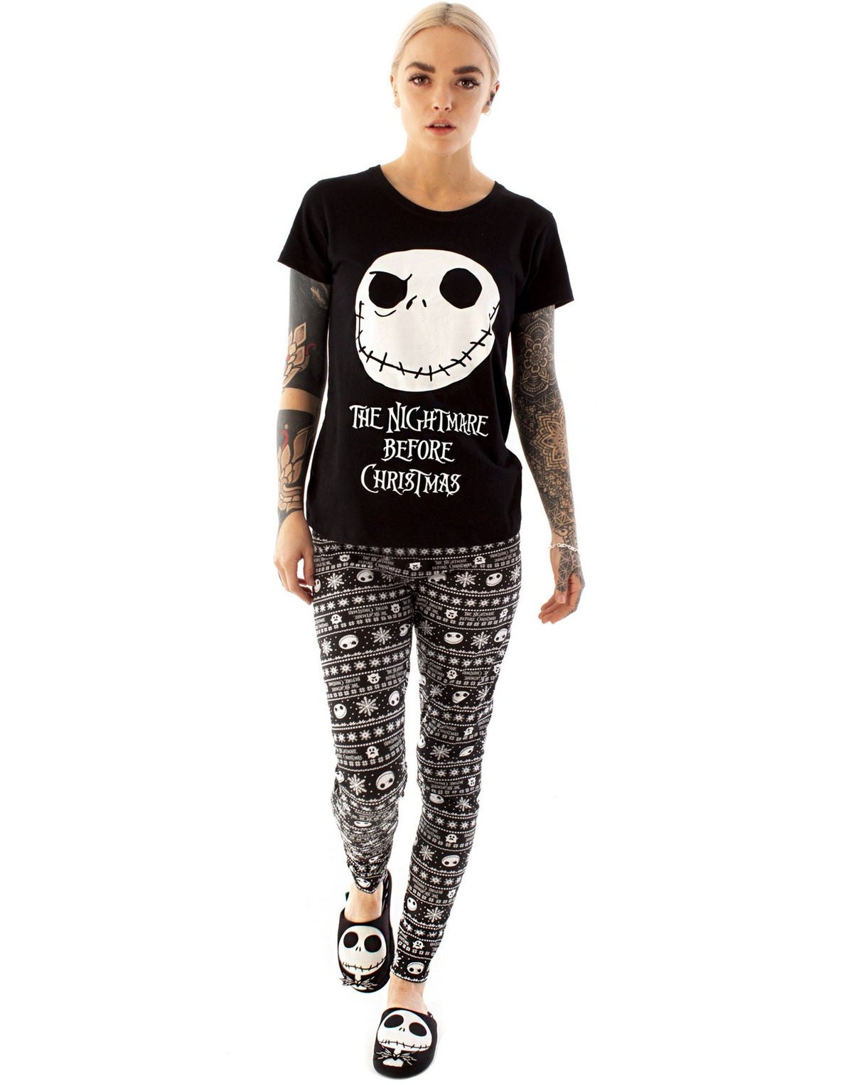 Disney Short Sleeve Long Leg Pyjama Set | Womens Black | Official Merch