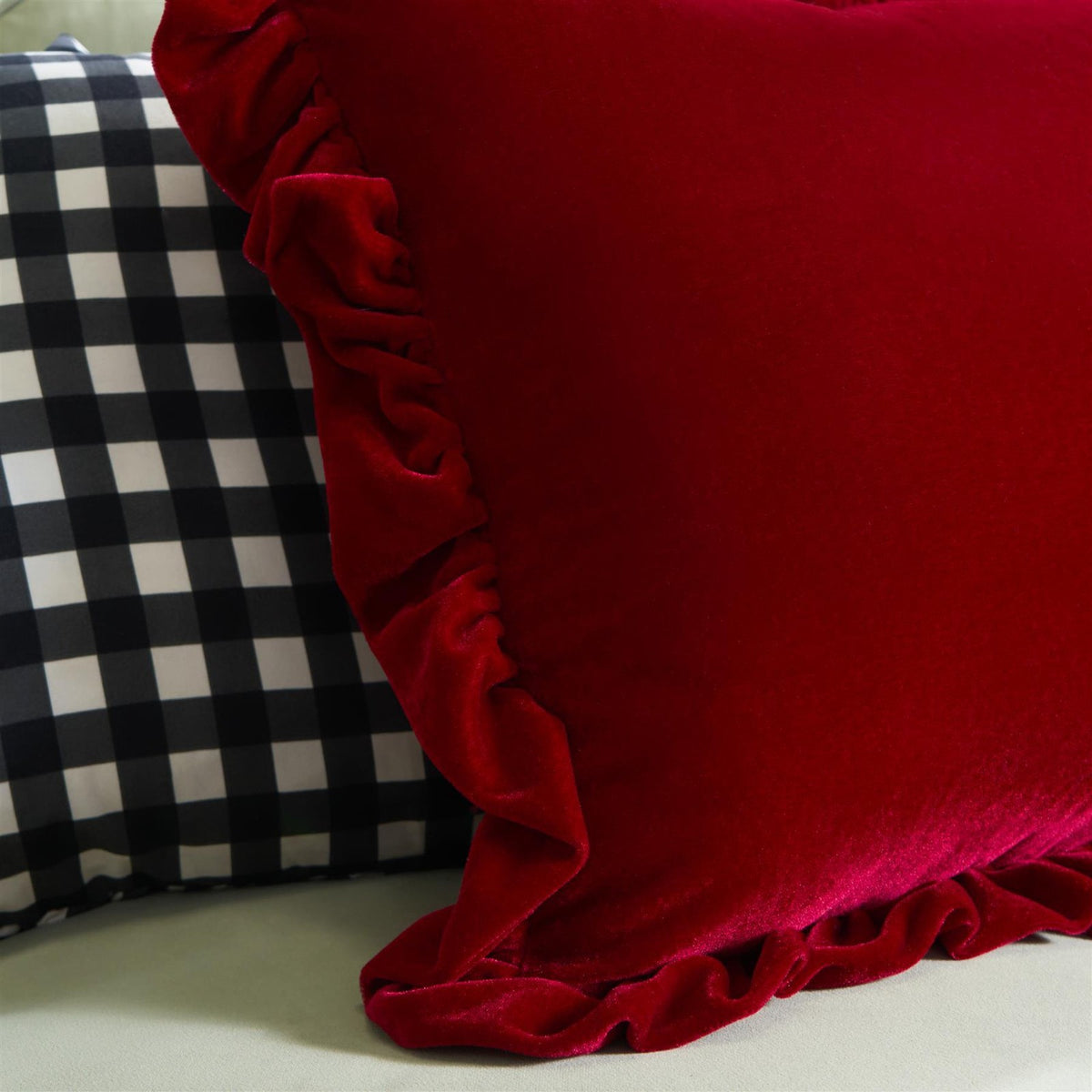 OHS Frill Cushion Covers Velvet Plush Luxury Square Pillowcases Home Decor