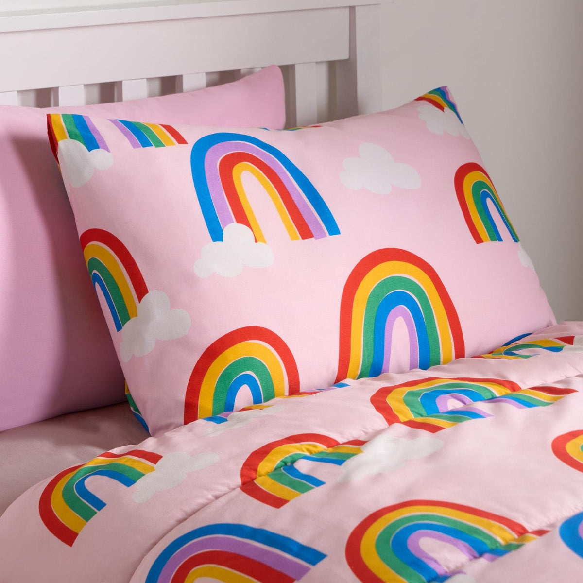 Coverless Duvet Pillowcase Rainbow 10.5 Tog Bedding Set Kids Single Travel Quilt