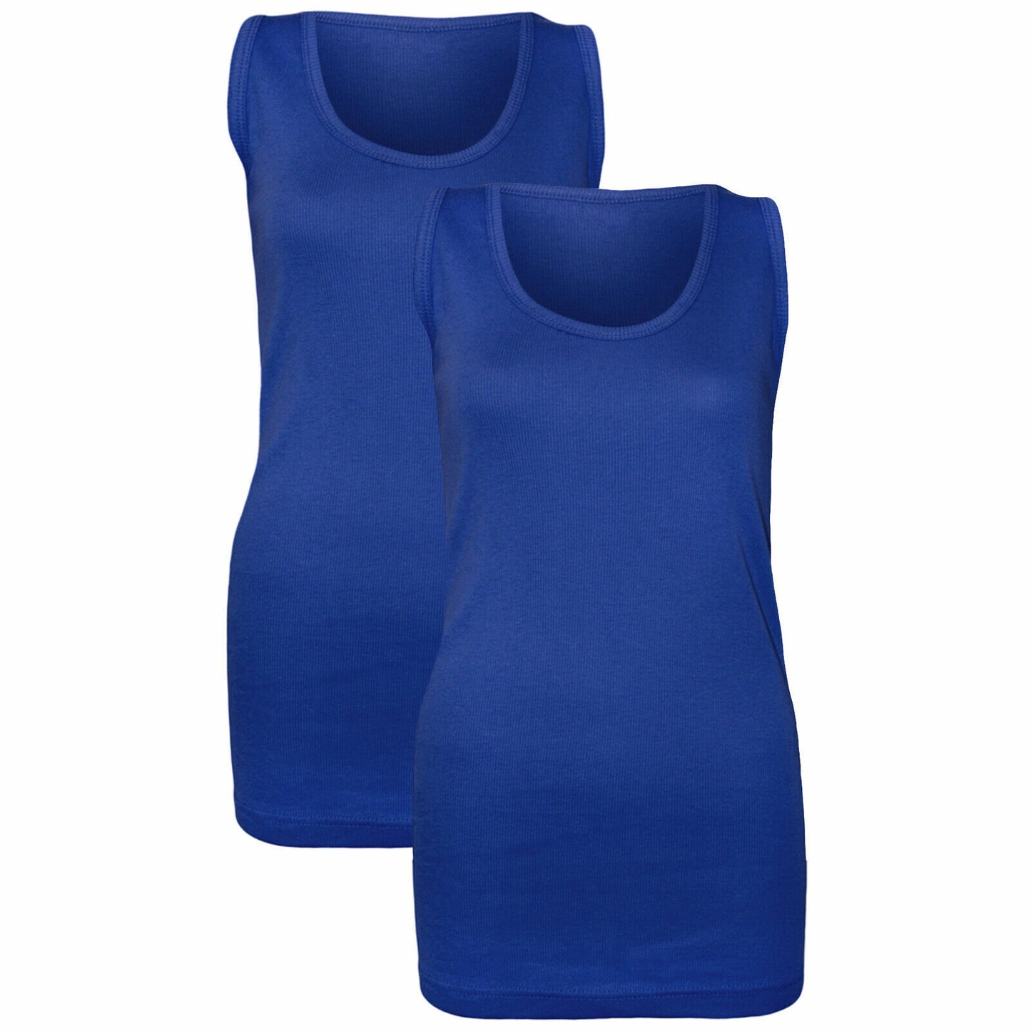 NEW LADIES WOMENS PLAIN SUMMER STRETCHY RIBBED CASUAL TOP T SHIRT MUSCLE VEST