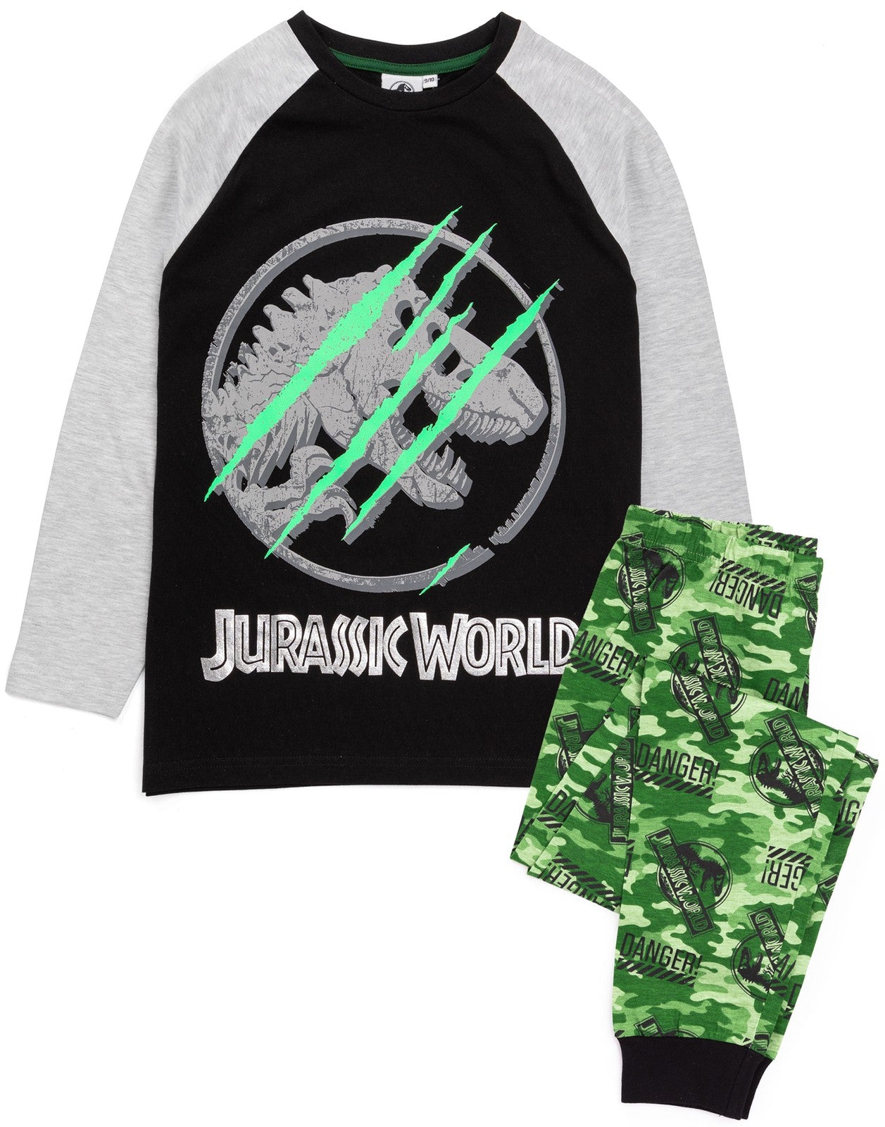 Jurassic World Long Sleeve Long Leg Pyjama Set | Boys Black | Official Merch