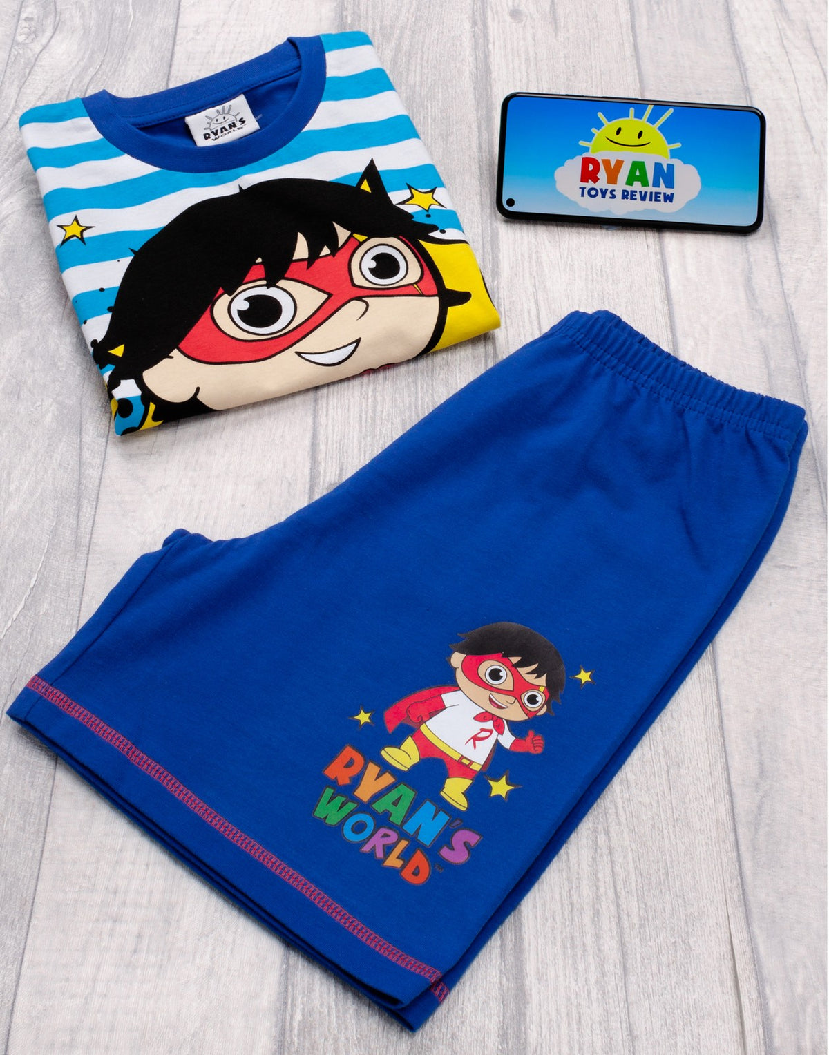 Ryans World Short Sleeve Short Leg Pyjama Set | Boys Blue | Official Merch