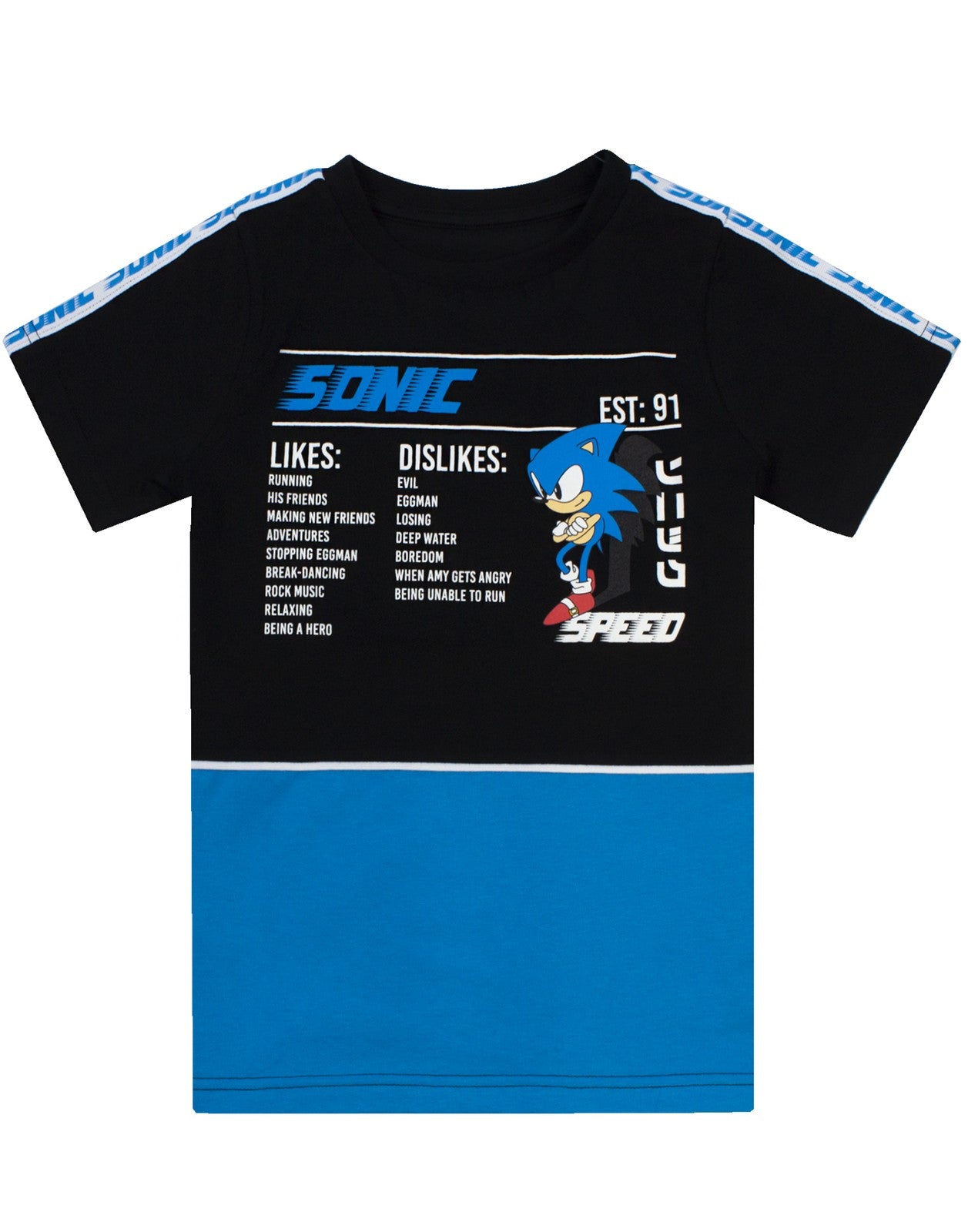 Sonic the Hedgehog Short Sleeved T-Shirt | Boys Black | Official Merch
