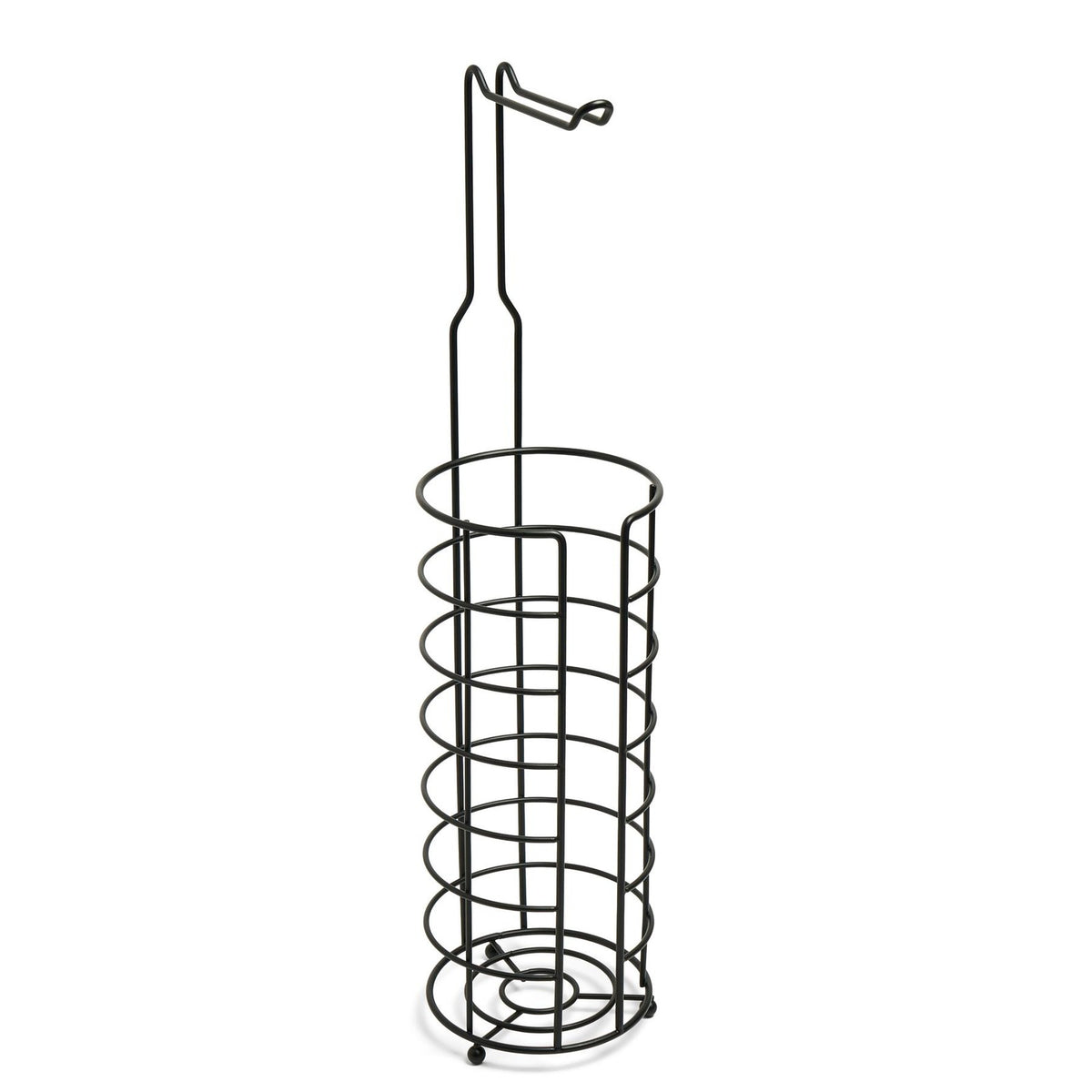OHS Wire Toilet Roll Holder Free Standing Storage Rust Resistant Metal, Black