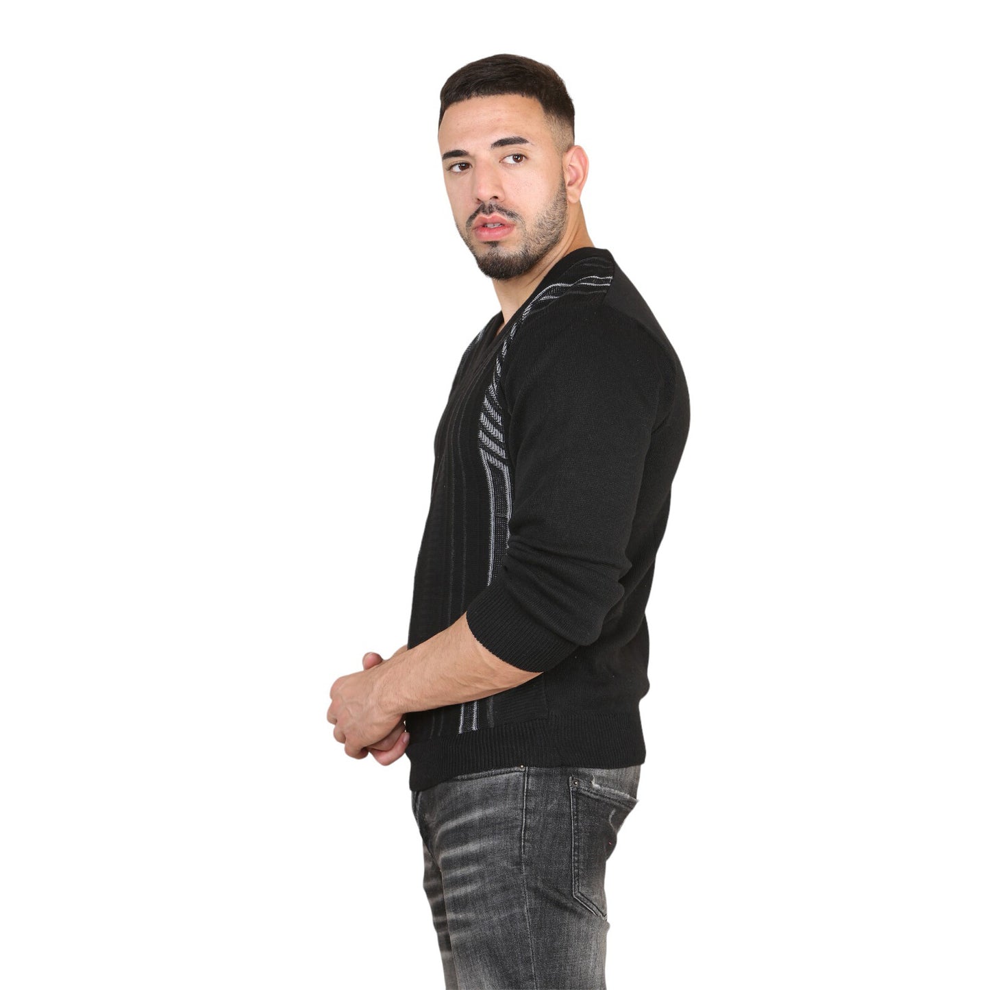 MENS AZTEC PATTERN CARDIGAN ZIP POCKET THICK WINTER WARM SWEATER KNITTED JUMPER