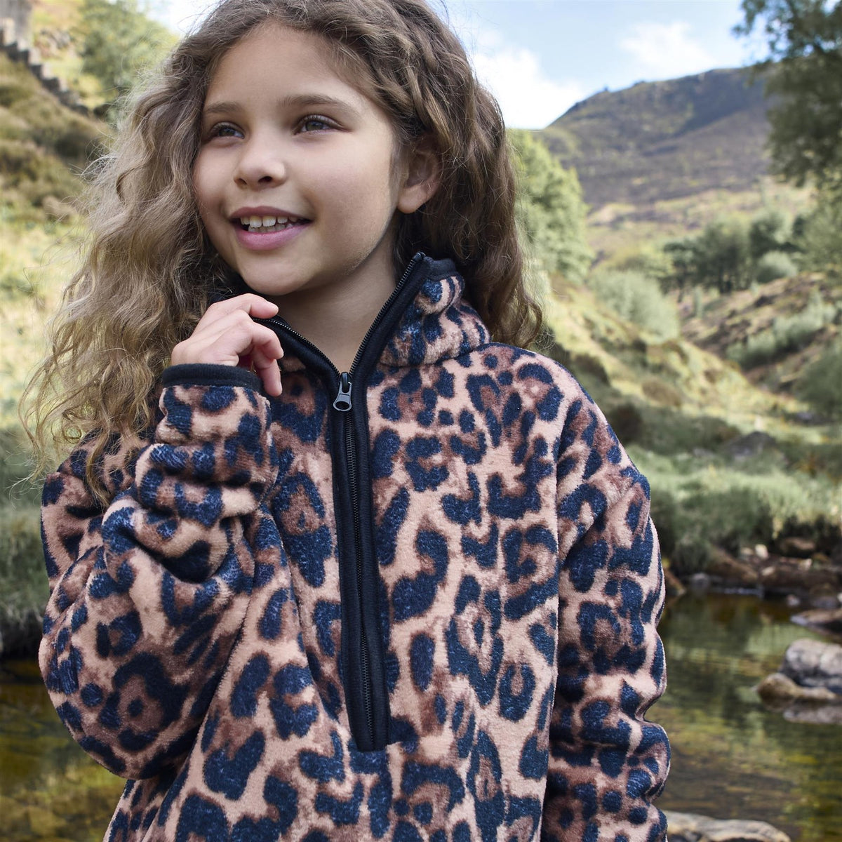 OHS Half Zip Hoodie Kids Print Oversized Sherpa Jumper Pullover Sweatshirt