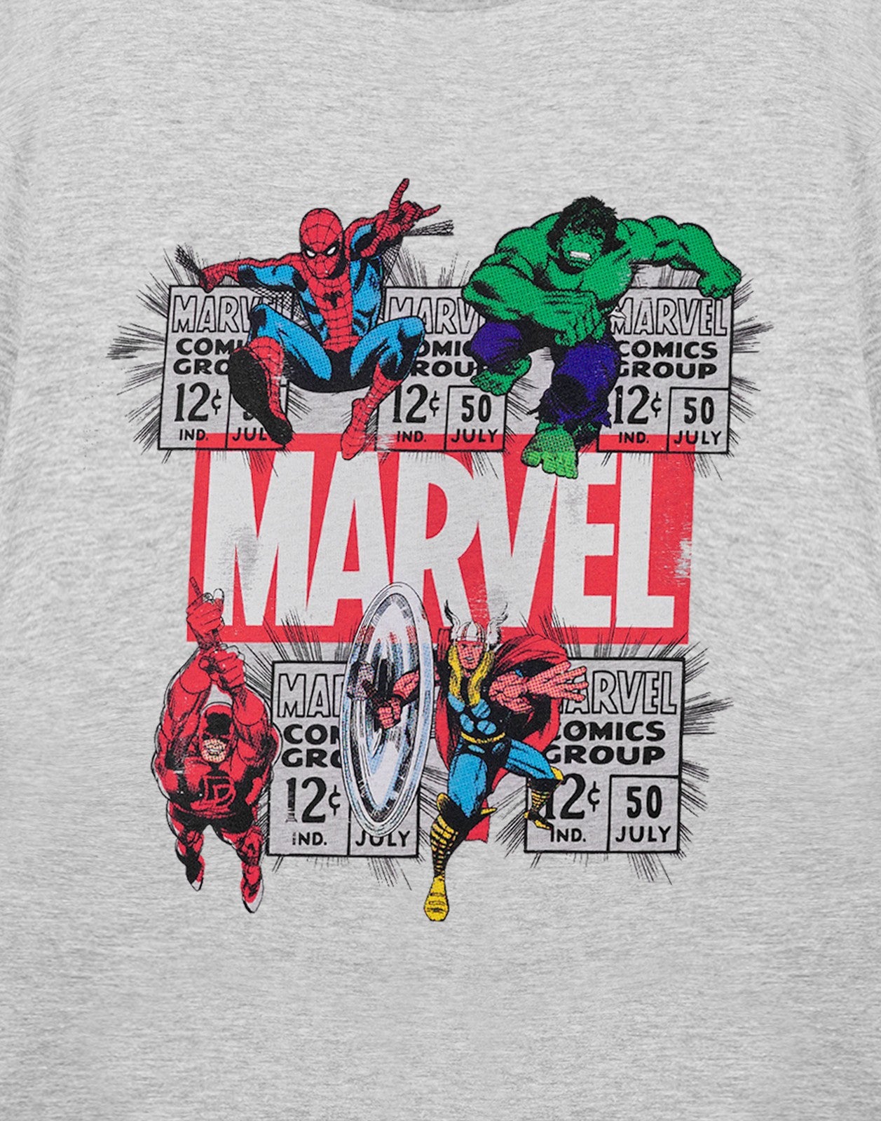 Marvel Short Sleeved T-Shirt | Mens Grey Marl | Official Merch