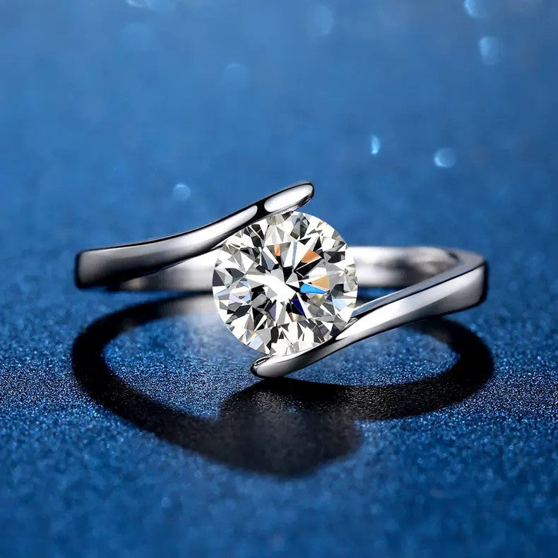 925 Sterling Silver Crystal Stone Adjustable Ring Women Girls Jewellery Gift UK