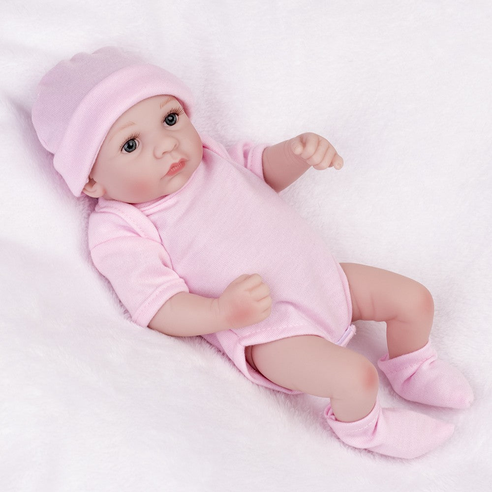 10" Reborn Baby Dolls Twins Full Body Vinyl Silicone Mini Newborn Girl Bath Toys