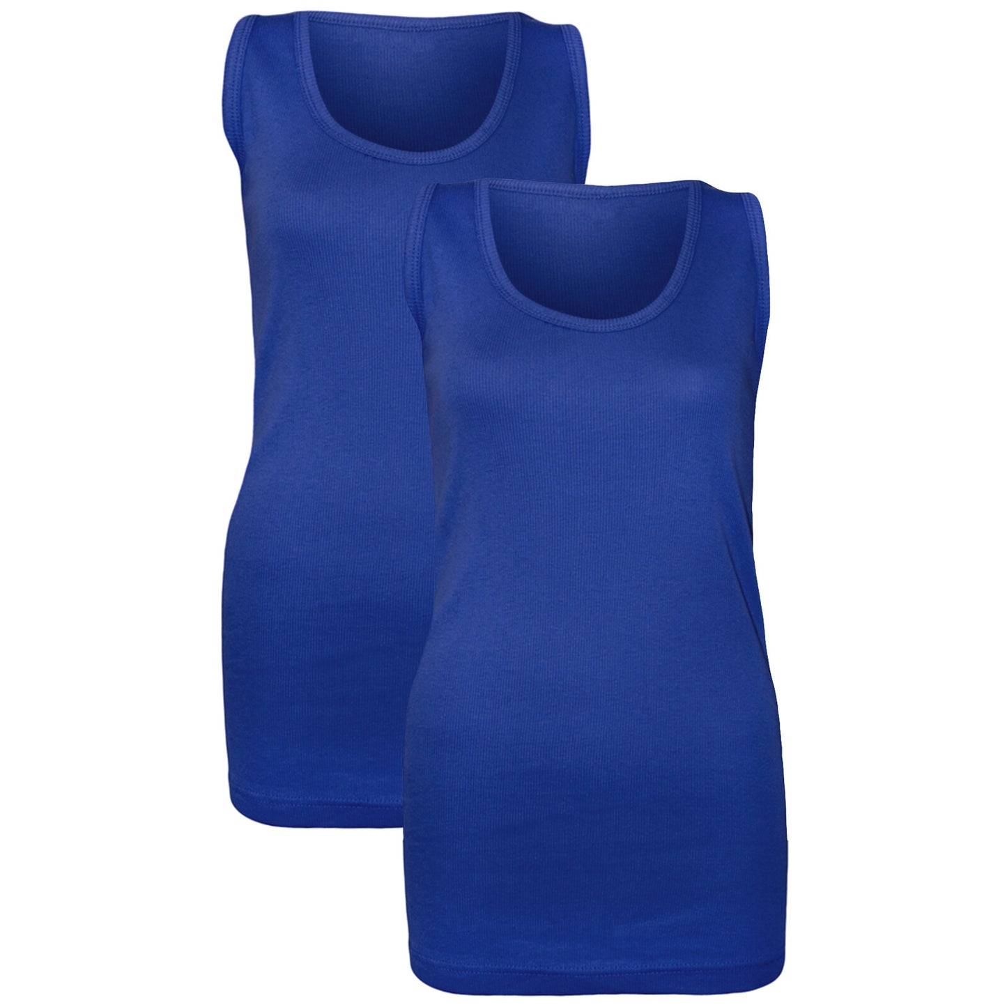 2 PACK NEW LADIES WOMEN PLAIN SUMMER STRETCHY RIBBED CASUAL TOP T SHIRT  VEST