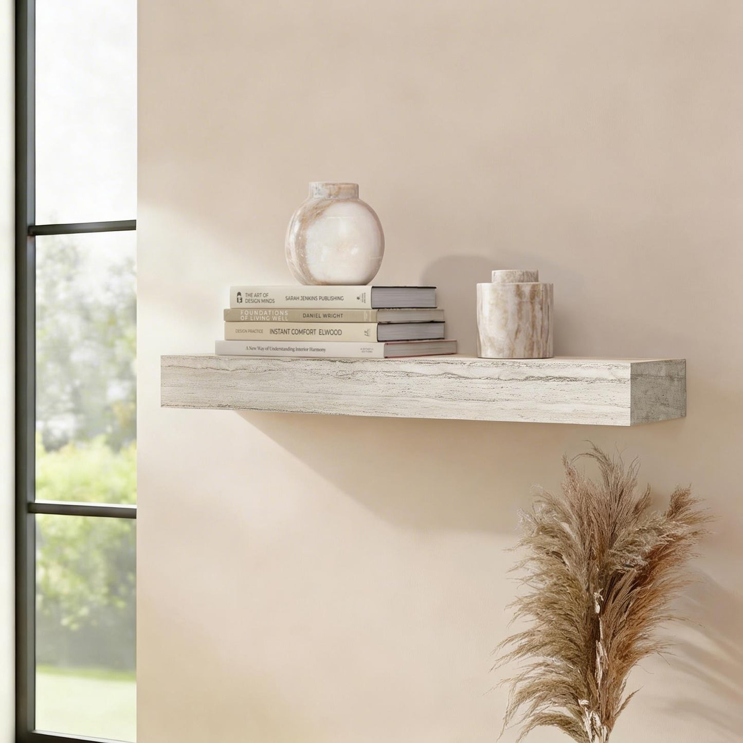 OHS Shelf Travertine Marble Effect Wall Mounted Storage Space Saving Modern