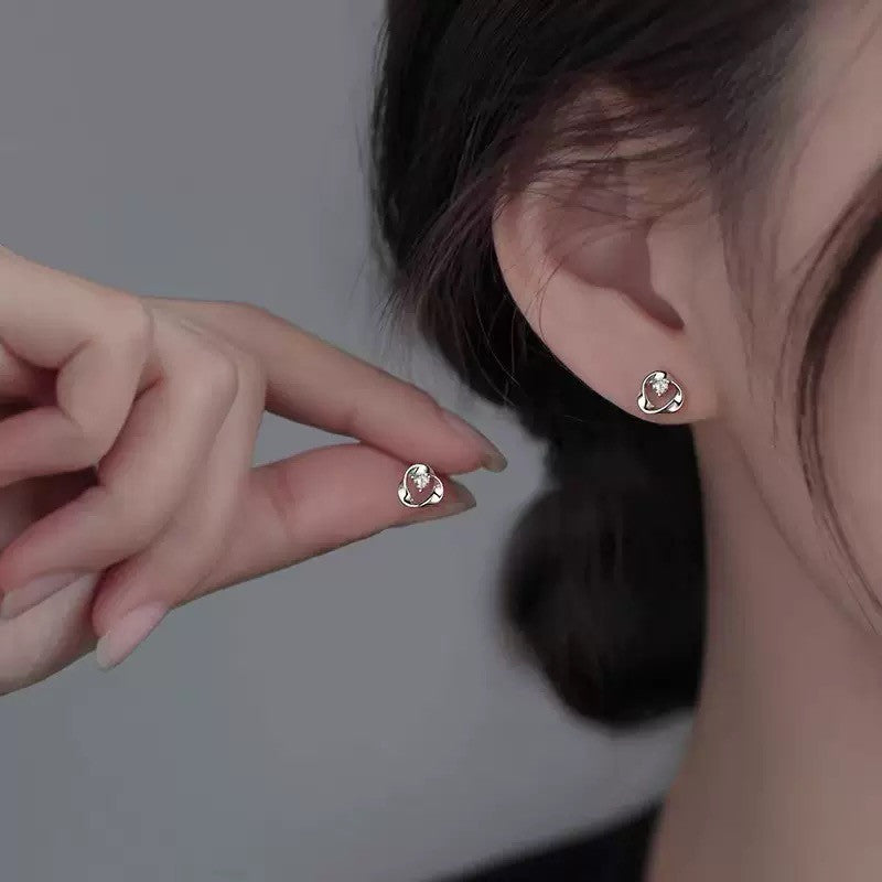 925 Sterling Silver Crystal Swirl Stud Earrings Jewellery Women Girls Gift