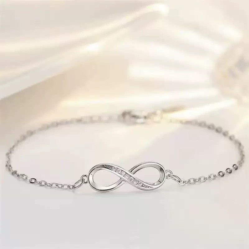 925 Sterling Silver Crystal Love Charm Bracelet Women Girls Jewellery Gift