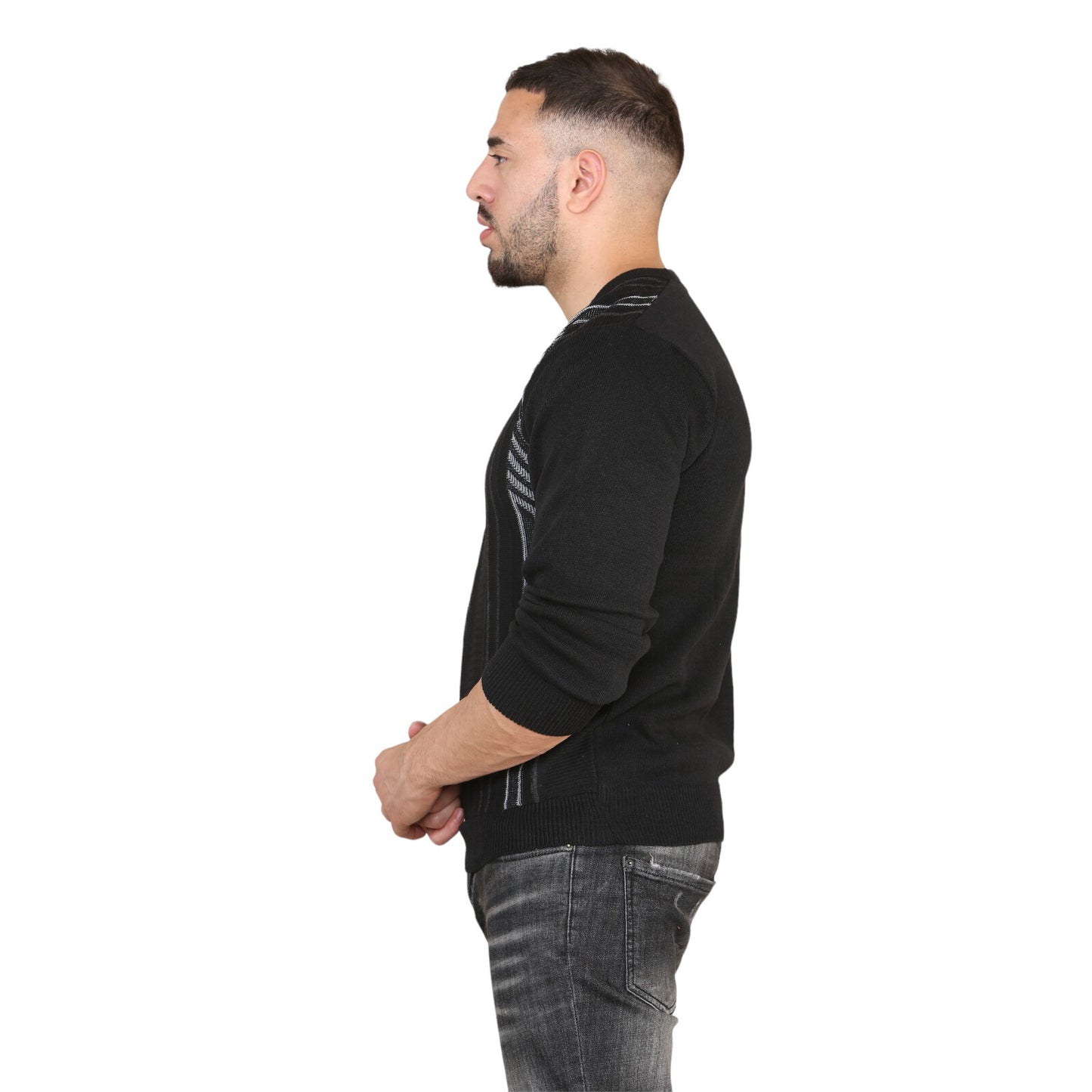 MENS AZTEC PATTERN CARDIGAN ZIP POCKET THICK WINTER WARM SWEATER KNITTED JUMPER