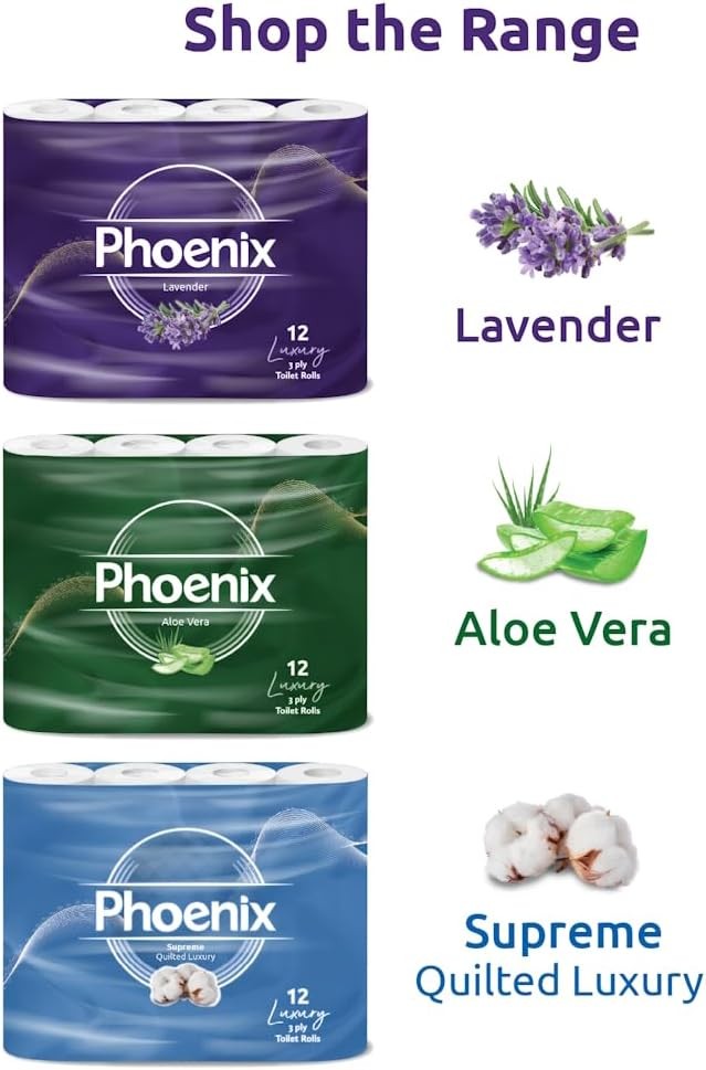 Phoenix Soft Shea Butter Fragranced Luxury Toilet Rolls Bulk Buy - Quilted White