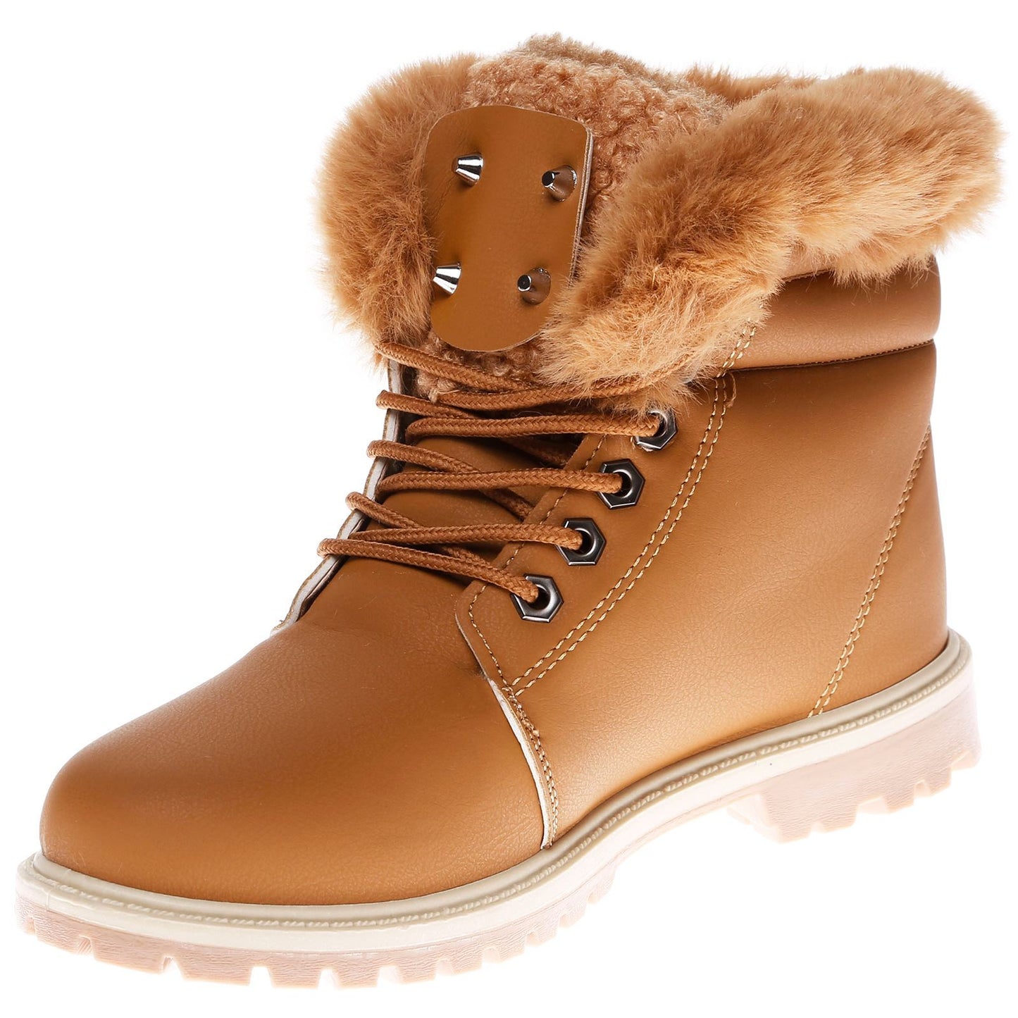 WOMEN LADIES ANKLE FUR LINE BOOTS FLAT GRIP SOLE WINTER ARMY COMBAT WINTER SHOES