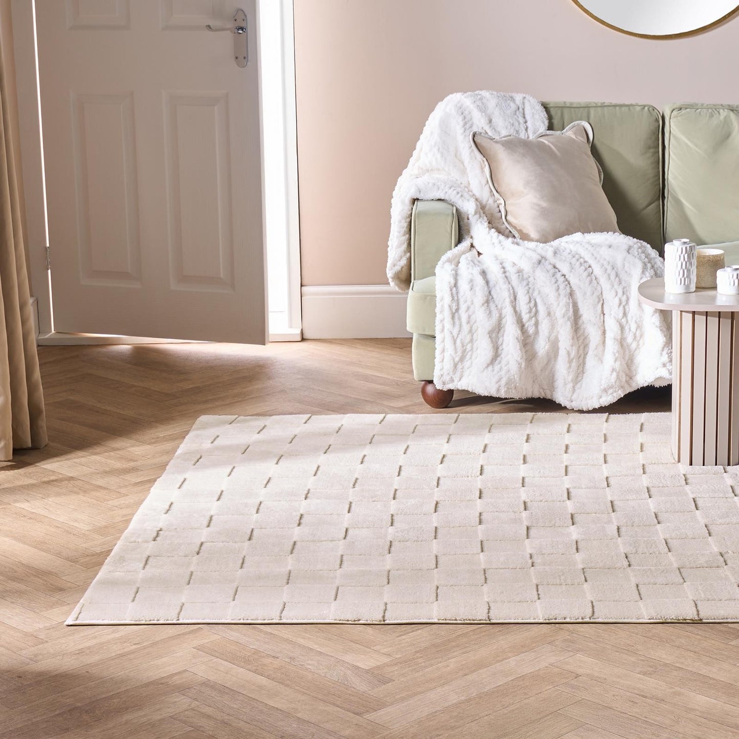 OHS Checkerboard Rug Non Slip Soft Modern Carpet Living Room Bedroom