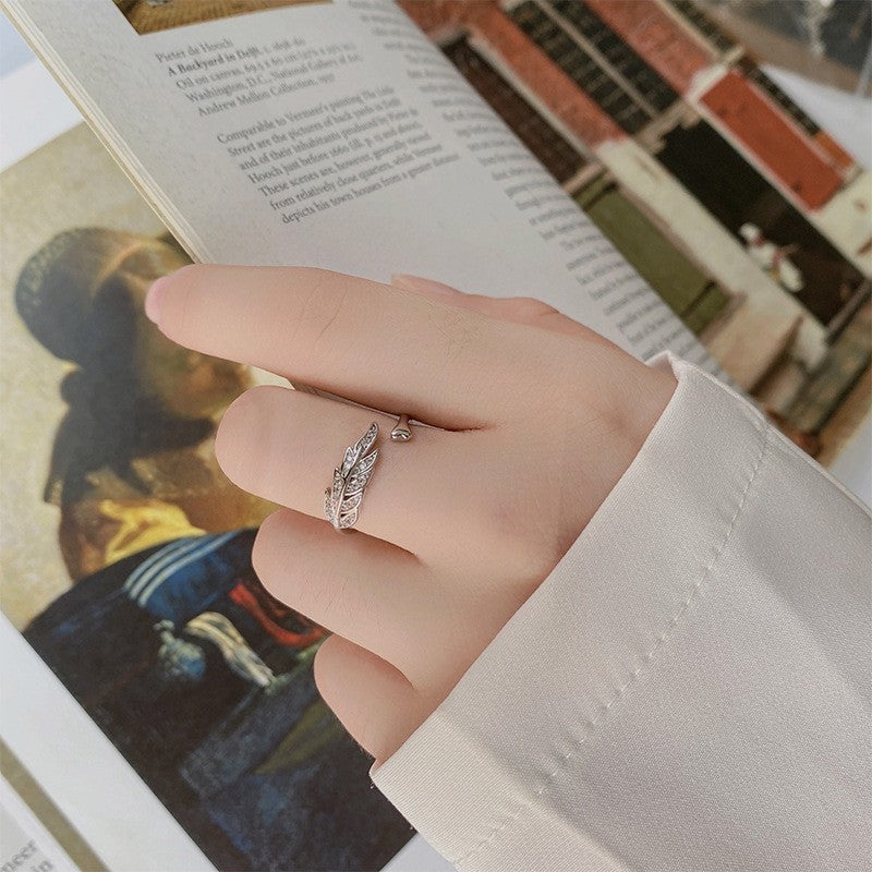 925 Sterling Silver Crystal Leaf Adjustable Ring Women Girls Jewellery Gift UK