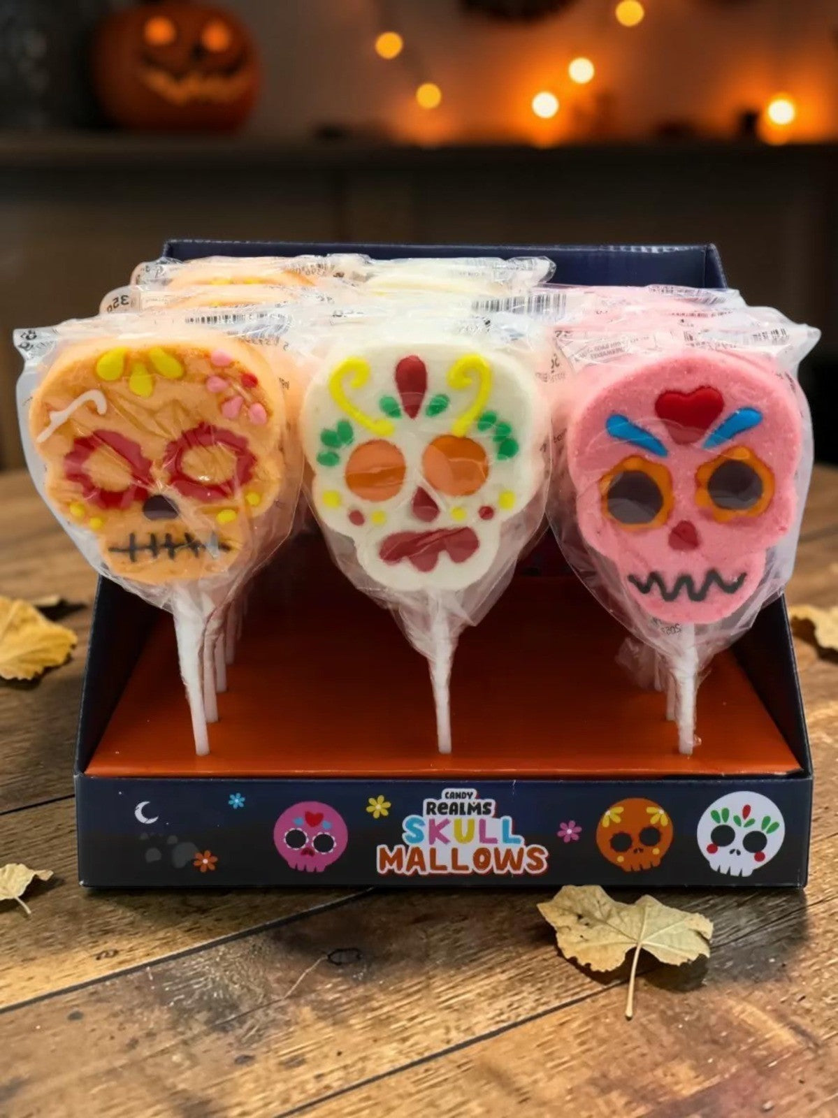 Skull Mallow Lollipops Halloween Fruit Flavoured Sweets 35g each 3, 6 or 12 Pack