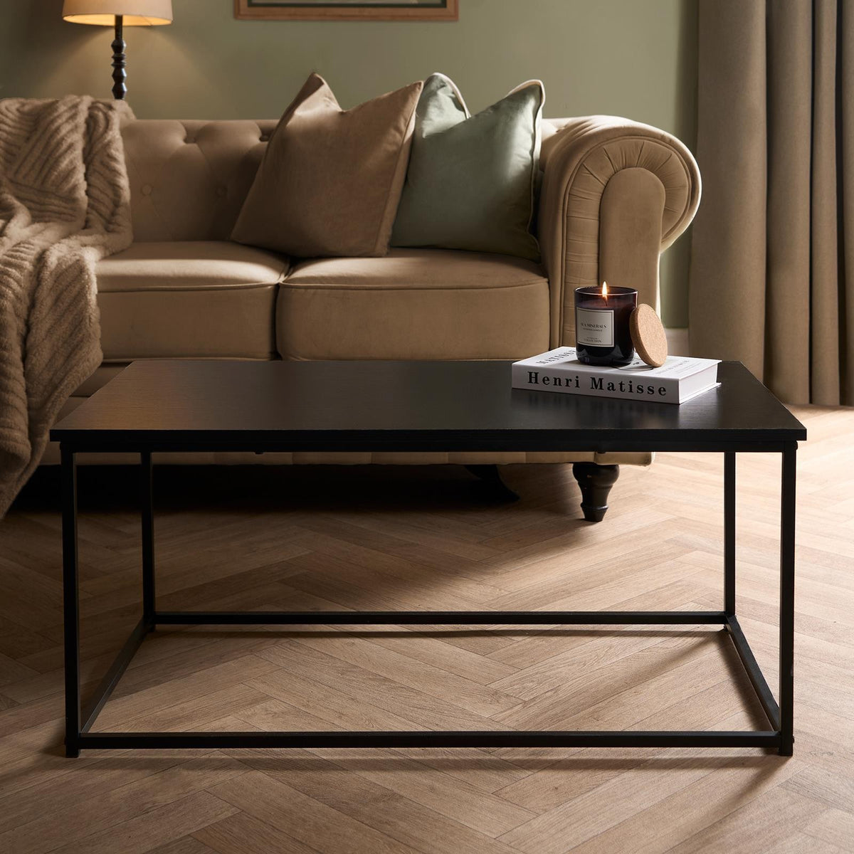 OHS Coffee Table Marble Bedside End Living Room Modern Metal Frame Home Decor