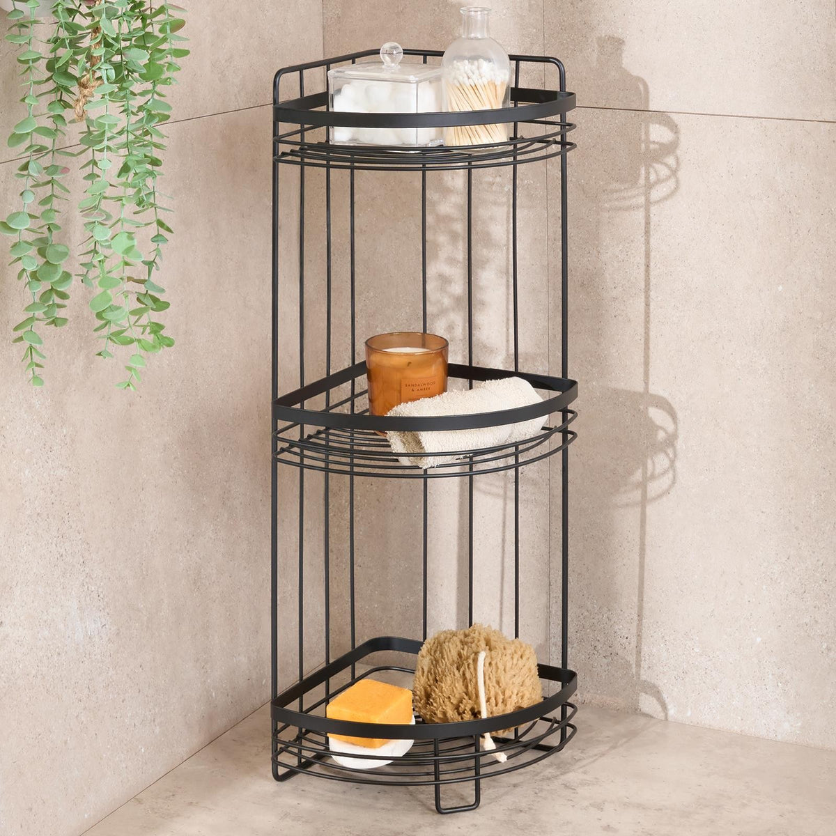 OHS 3 Tier Shower Caddy Bathroom Organiser Plastic Freestanding Corner Shelf