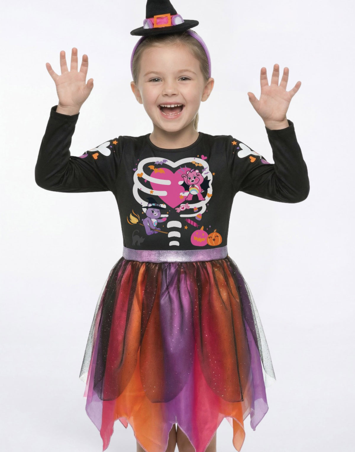 Care Bears 2 Piece Costume | Girls Black | Official Merch