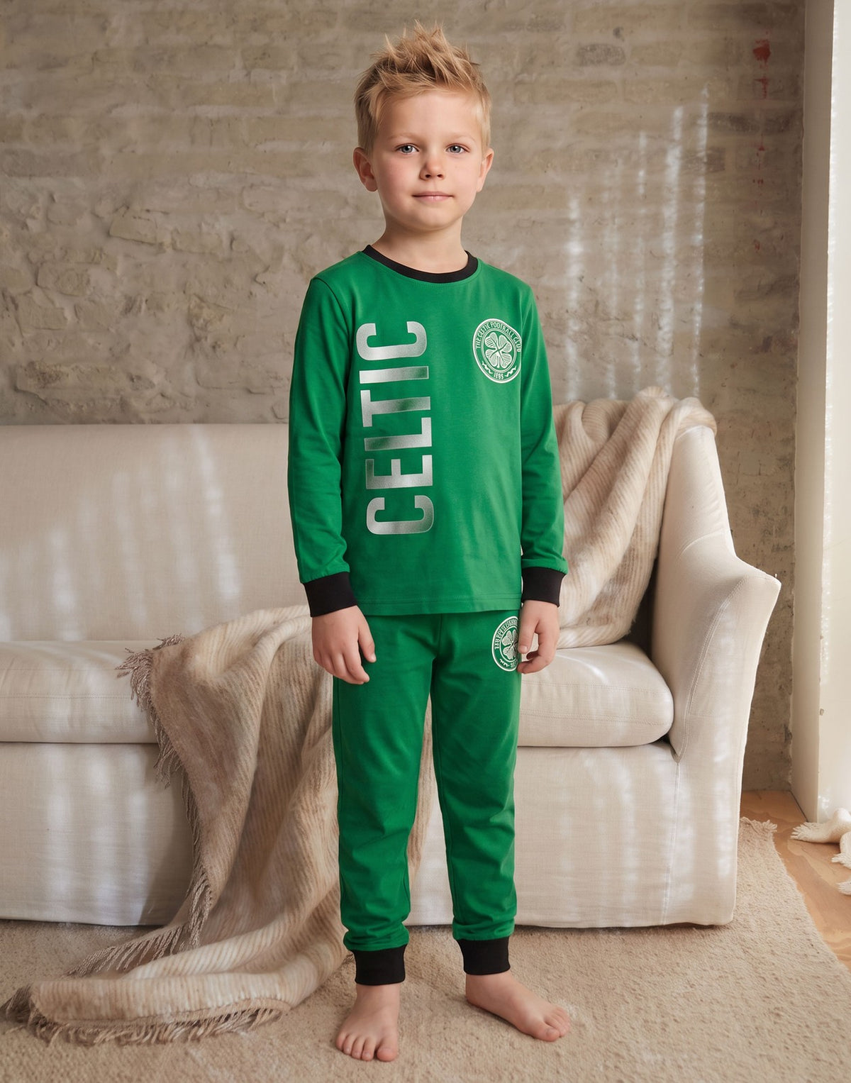 Celtic Long Sleeve Long Leg Pyjama Set | Boys Green | Official Merch