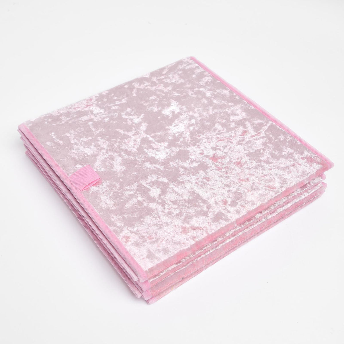 OHS Pack of 2 Crushed Velvet Storage Boxes Collapsible Foldable Square Cube Box