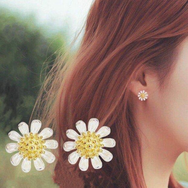 Womens Girls 925 Sterling Silver Sun Flower Stud Earrings Jewellery Gift UK