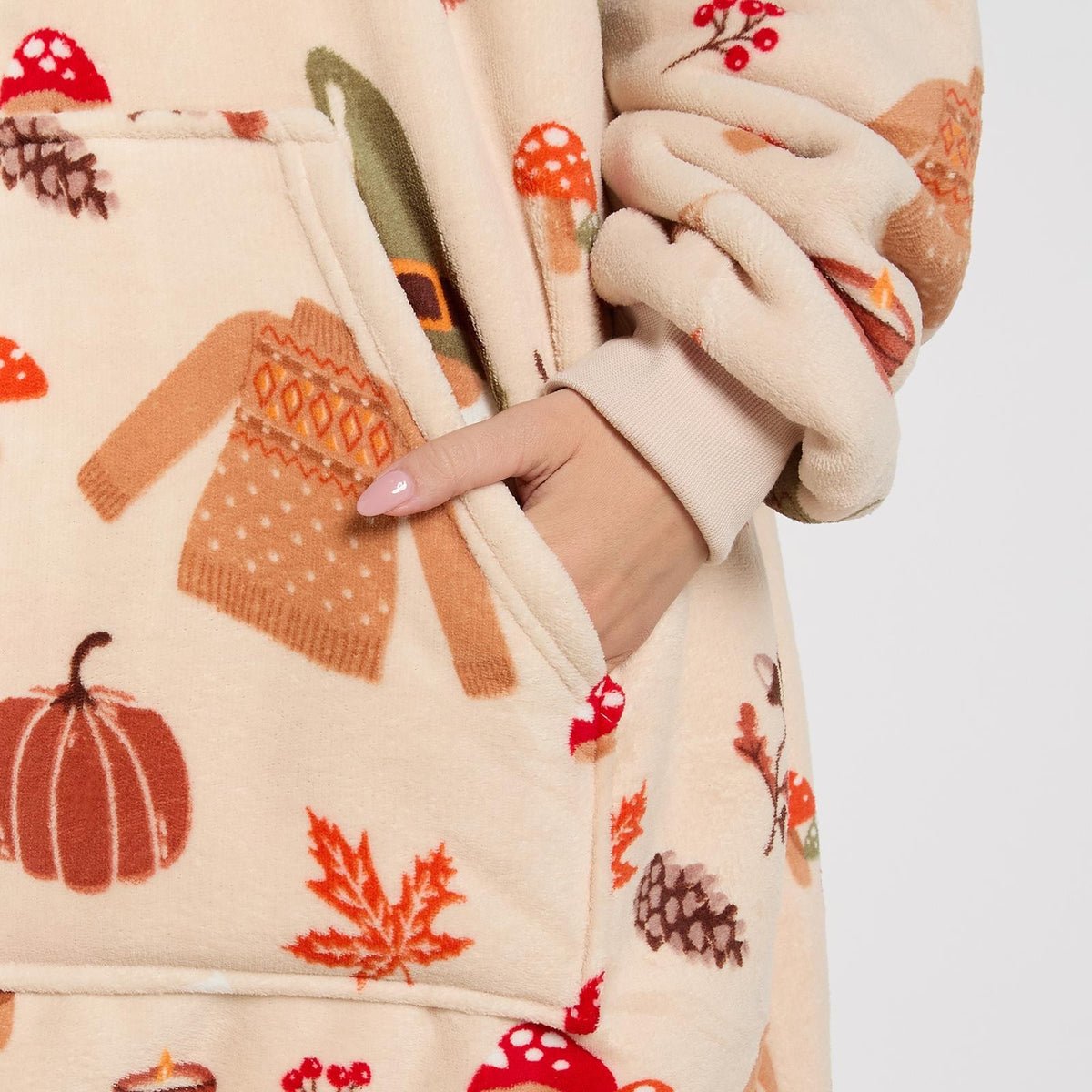 OHS Autumn Hoodie Blanket Wearable Fleece Soft Throw Oversized Big Warm Jumper